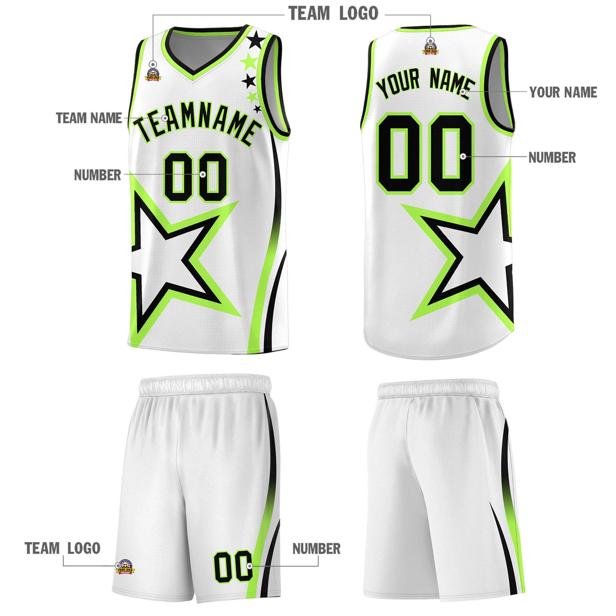 Custom Neon Green Navy-White Side Two-Tone Classic Sports Uniform Basketball Jersey |KXKSHOP