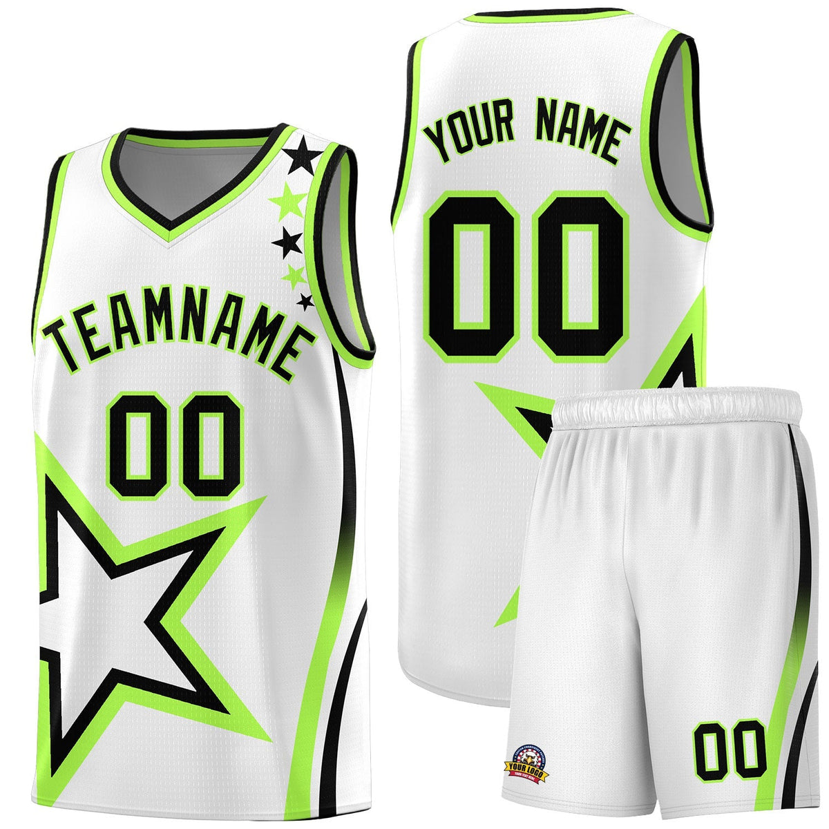 Custom Neon Green Navy-White Side Two-Tone Classic Sports Uniform Basketball Jersey |KXKSHOP