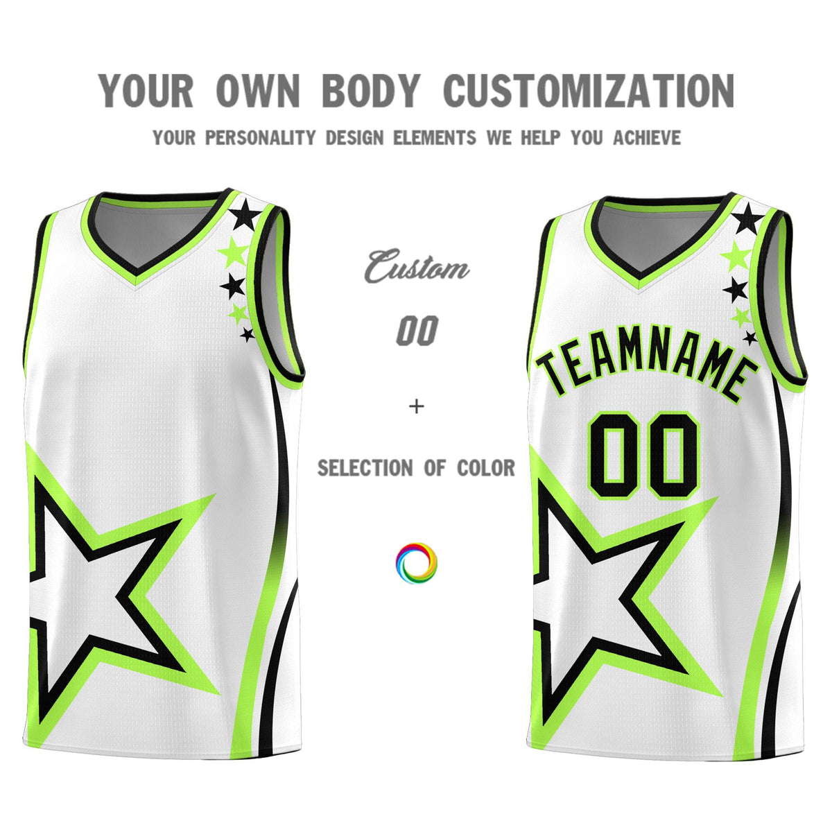 Custom Neon Green Navy-White Side Two-Tone Classic Sports Uniform Basketball Jersey |KXKSHOP