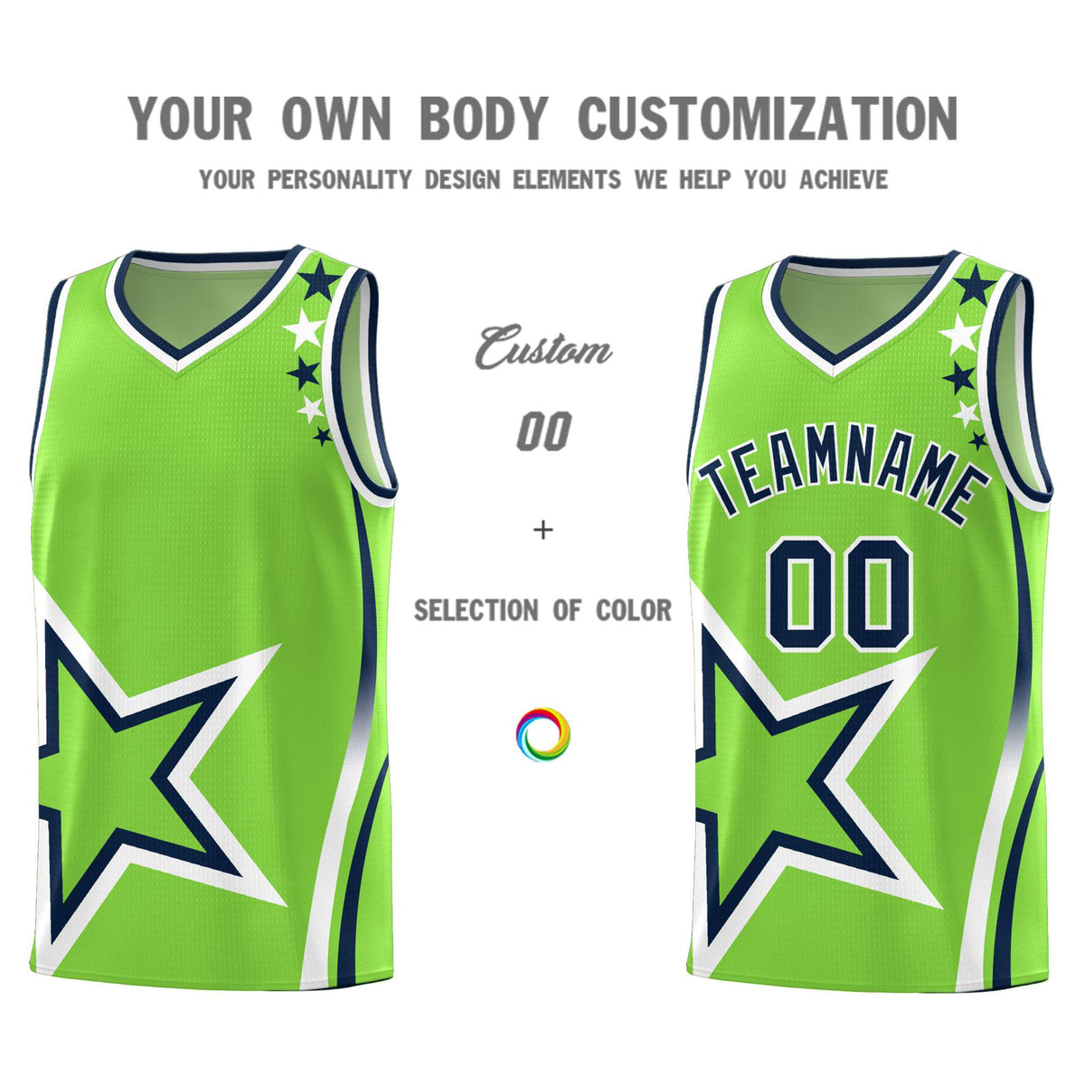 Custom Neon Green Navy-White Side Two-Tone Classic Sports Uniform Basketball Jersey |KXKSHOP