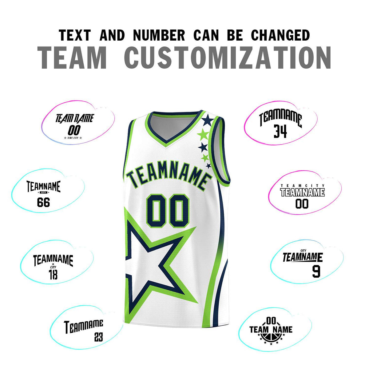 Custom Neon Green Navy-White Side Two-Tone Classic Sports Uniform Basketball Jersey |KXKSHOP