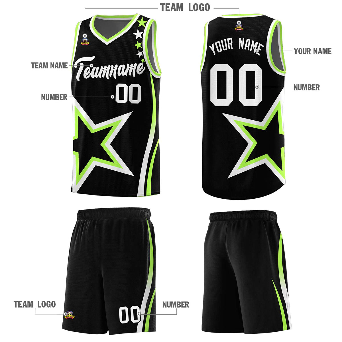 Custom Neon Green Navy-White Side Two-Tone Classic Sports Uniform Basketball Jersey |KXKSHOP