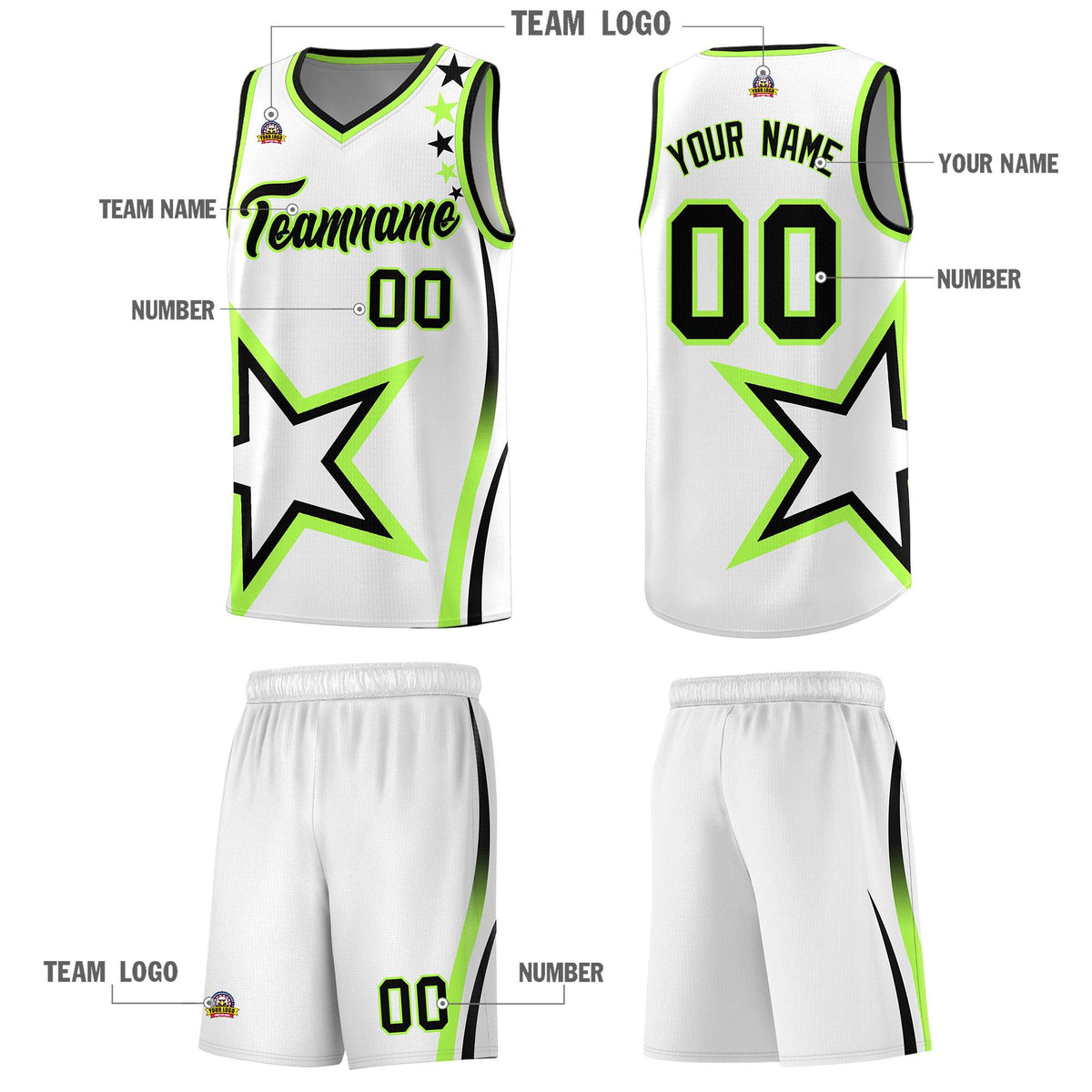 Custom Neon Green Navy-White Side Two-Tone Classic Sports Uniform Basketball Jersey |KXKSHOP