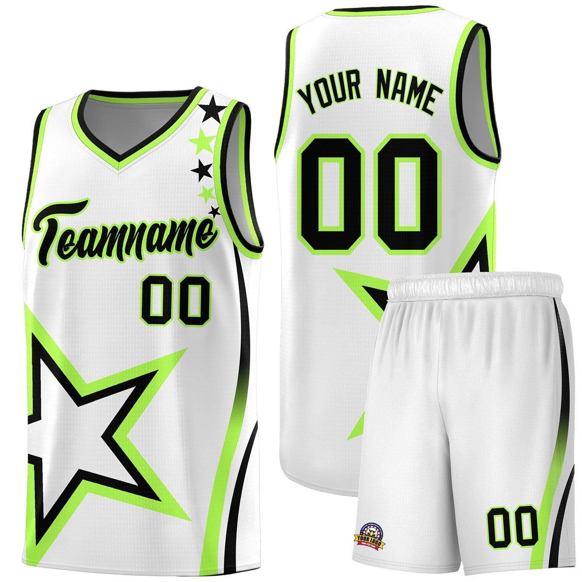 Custom Neon Green Navy-White Side Two-Tone Classic Sports Uniform Basketball Jersey |KXKSHOP