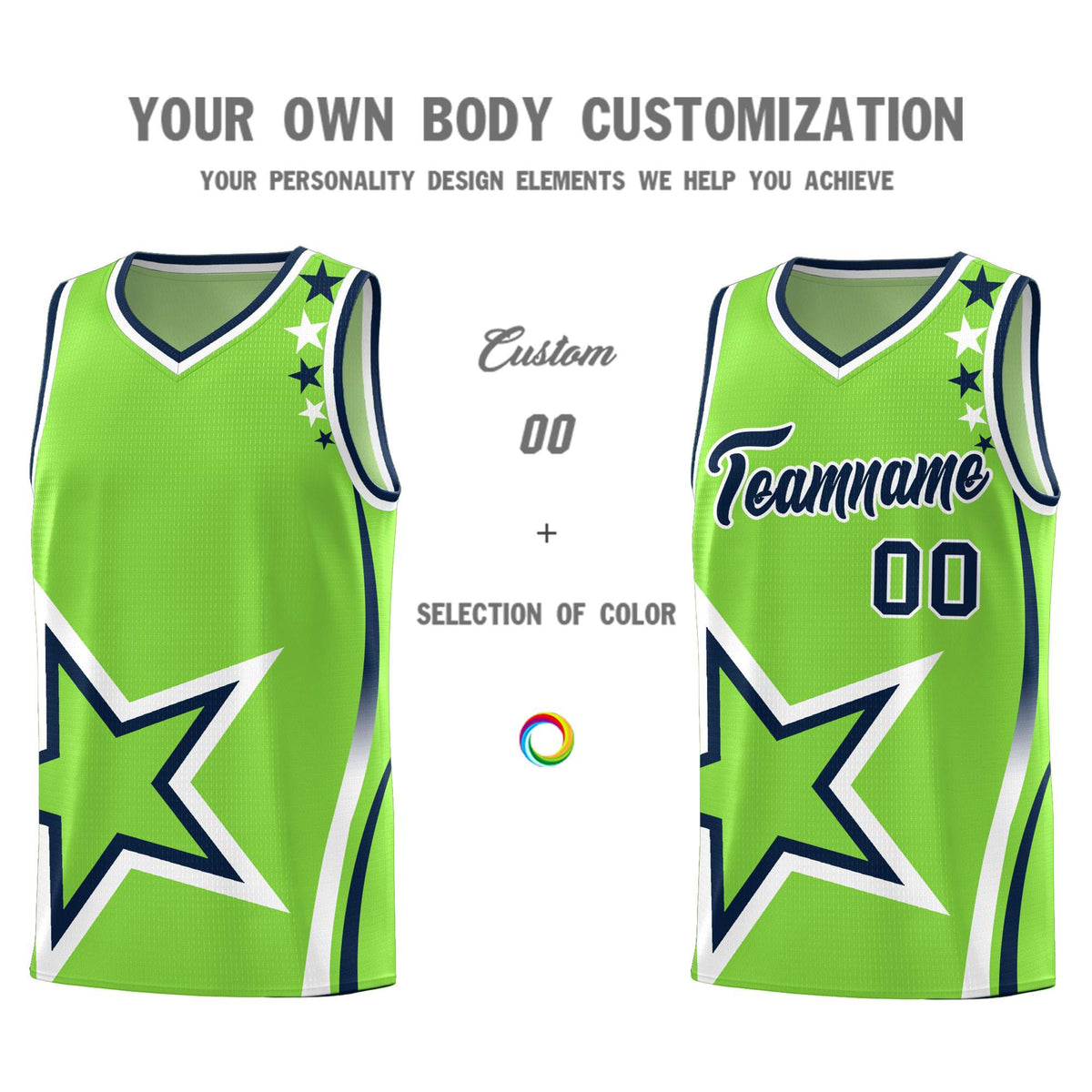 Custom Neon Green Navy-White Side Two-Tone Classic Sports Uniform Basketball Jersey |KXKSHOP