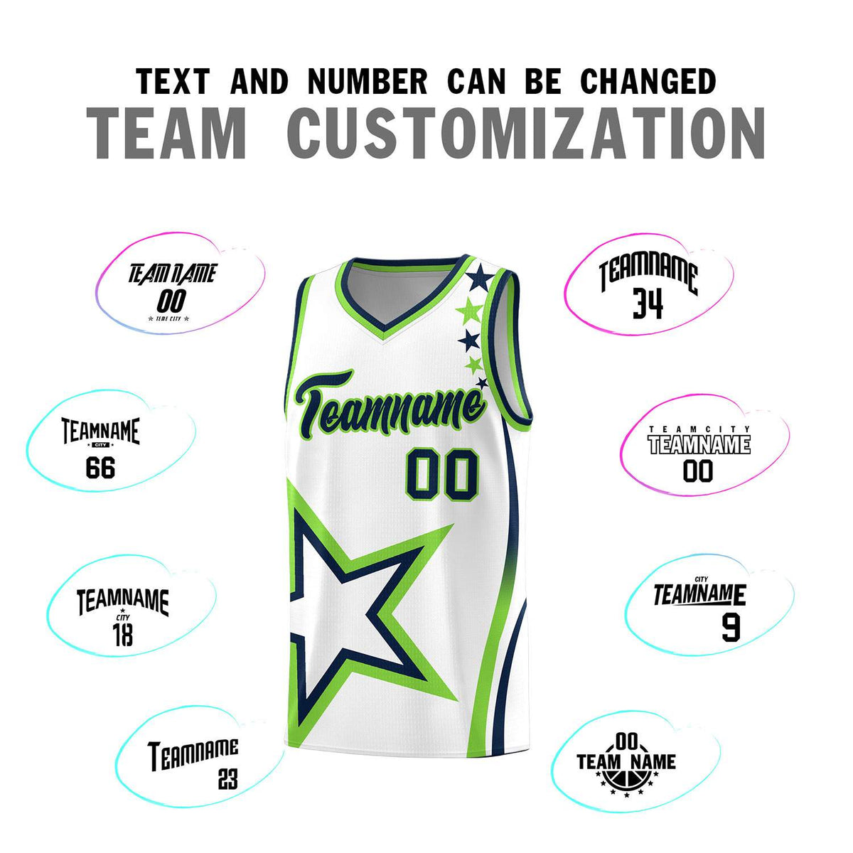 Custom Neon Green Navy-White Side Two-Tone Classic Sports Uniform Basketball Jersey |KXKSHOP
