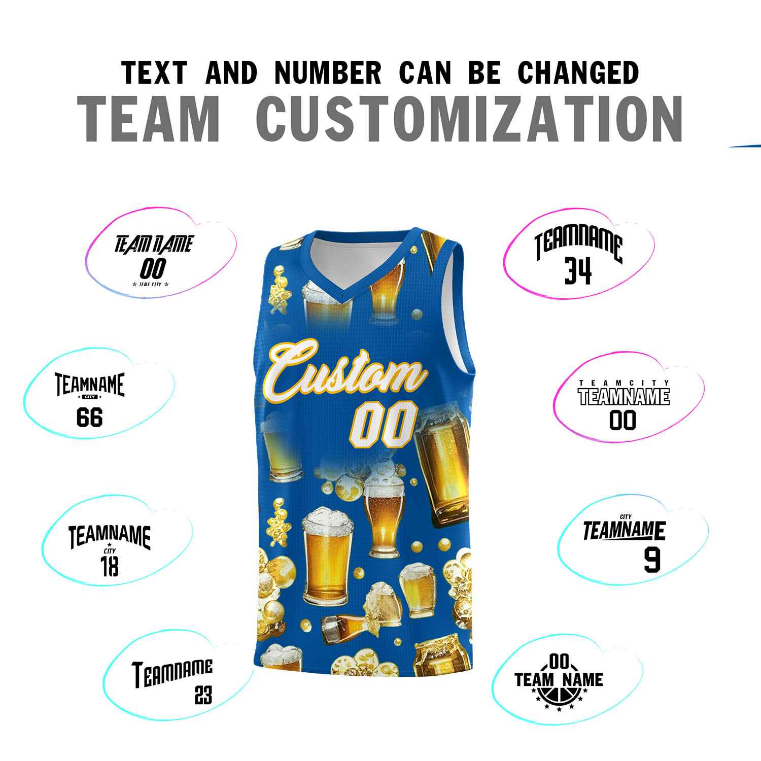 Custom Royal National Beer Day Personalized Beer Bubble Basketball Jersey | Perfect for parties | Dye-sublimation printing | KXKSHOP