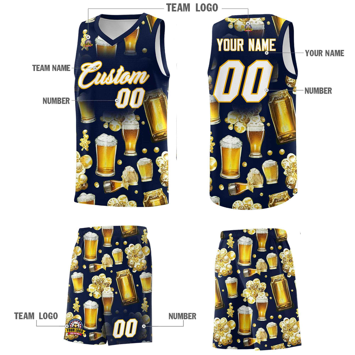 Custom Navy National Beer Day Personalized Beer Bubble Basketball Jersey | Perfect for parties | Dye-sublimation printing | KXKSHOP