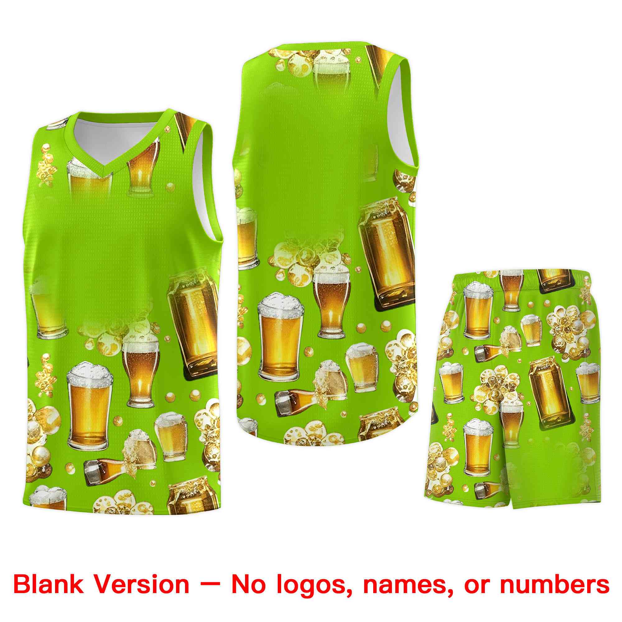 Custom Neon Green National Beer Day Personalized Beer Bubble Basketball Jersey | Perfect for parties | Dye-sublimation printing | KXKSHOP