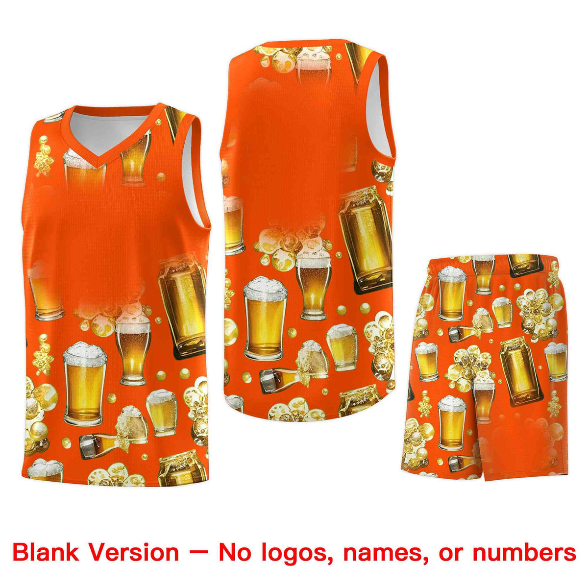 Custom Orange National Beer Day Personalized Beer Bubble Basketball Jersey | Perfect for parties | Dye-sublimation printing | KXKSHOP