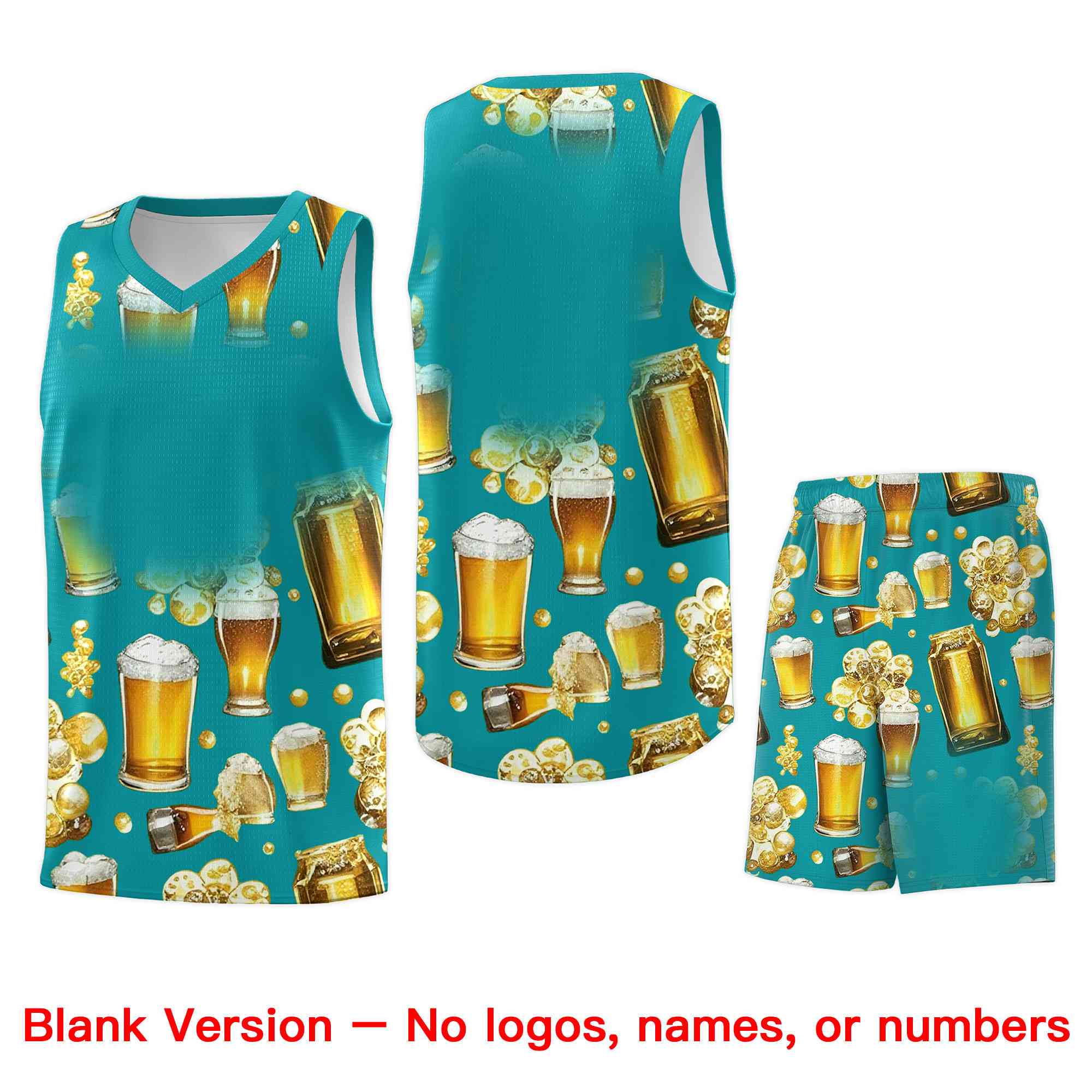 Custom Teal National Beer Day Personalized Beer Bubble Basketball Jersey | Perfect for parties | Dye-sublimation printing | KXKSHOP
