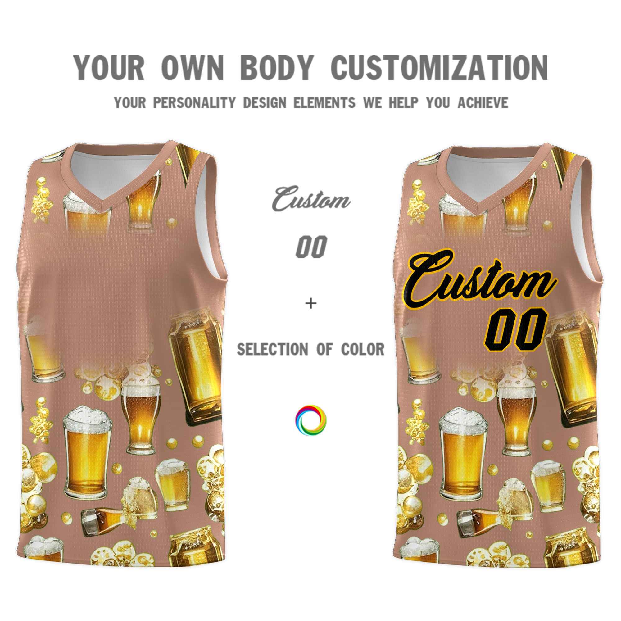 Custom Coffee National Beer Day Personalized Beer Bubble Basketball Jersey | Perfect for parties | Dye-sublimation printing | KXKSHOP