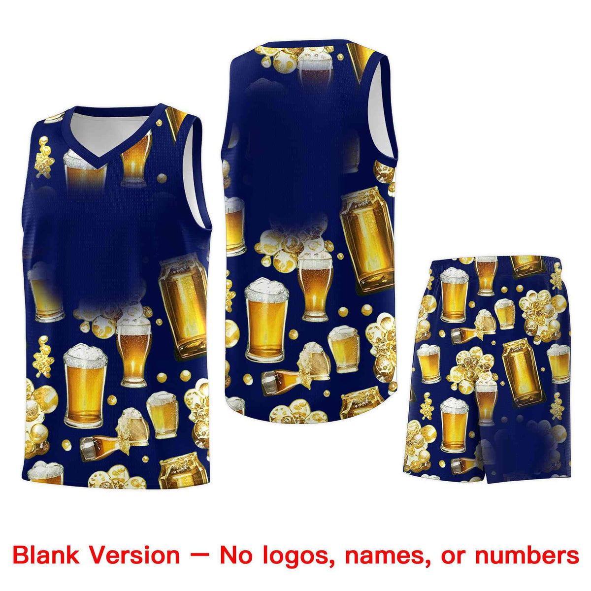 Custom Dark Blue National Beer Day Personalized Beer Bubble Basketball Jersey | Perfect for parties | Dye-sublimation printing | KXKSHOP