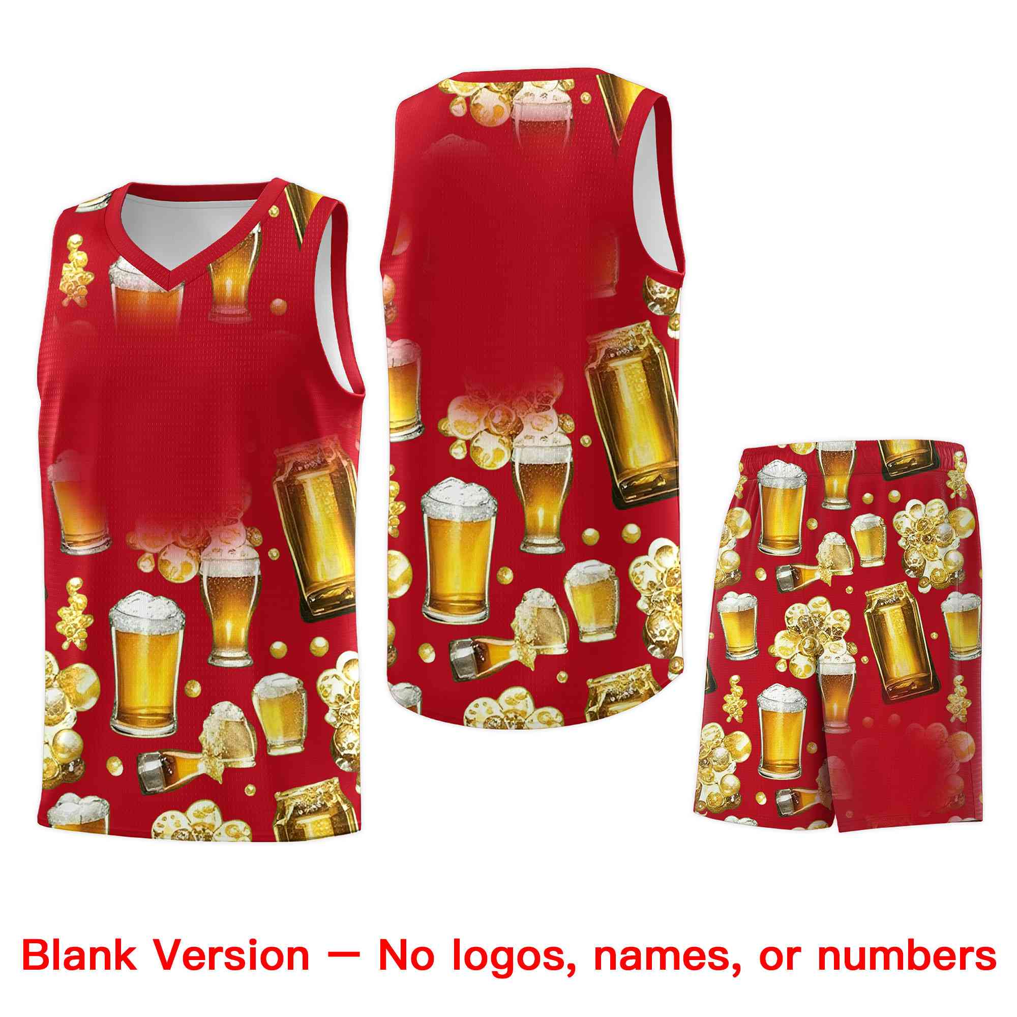 Custom Red National Beer Day Personalized Beer Bubble Basketball Jersey | Perfect for parties | Dye-sublimation printing | KXKSHOP
