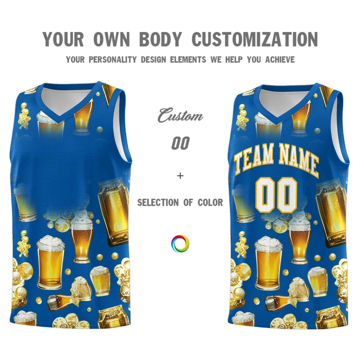 Custom Royal National Beer Day Personalized Beer Bubble Basketball Jersey | Perfect for parties | Dye-sublimation printing | KXKSHOP