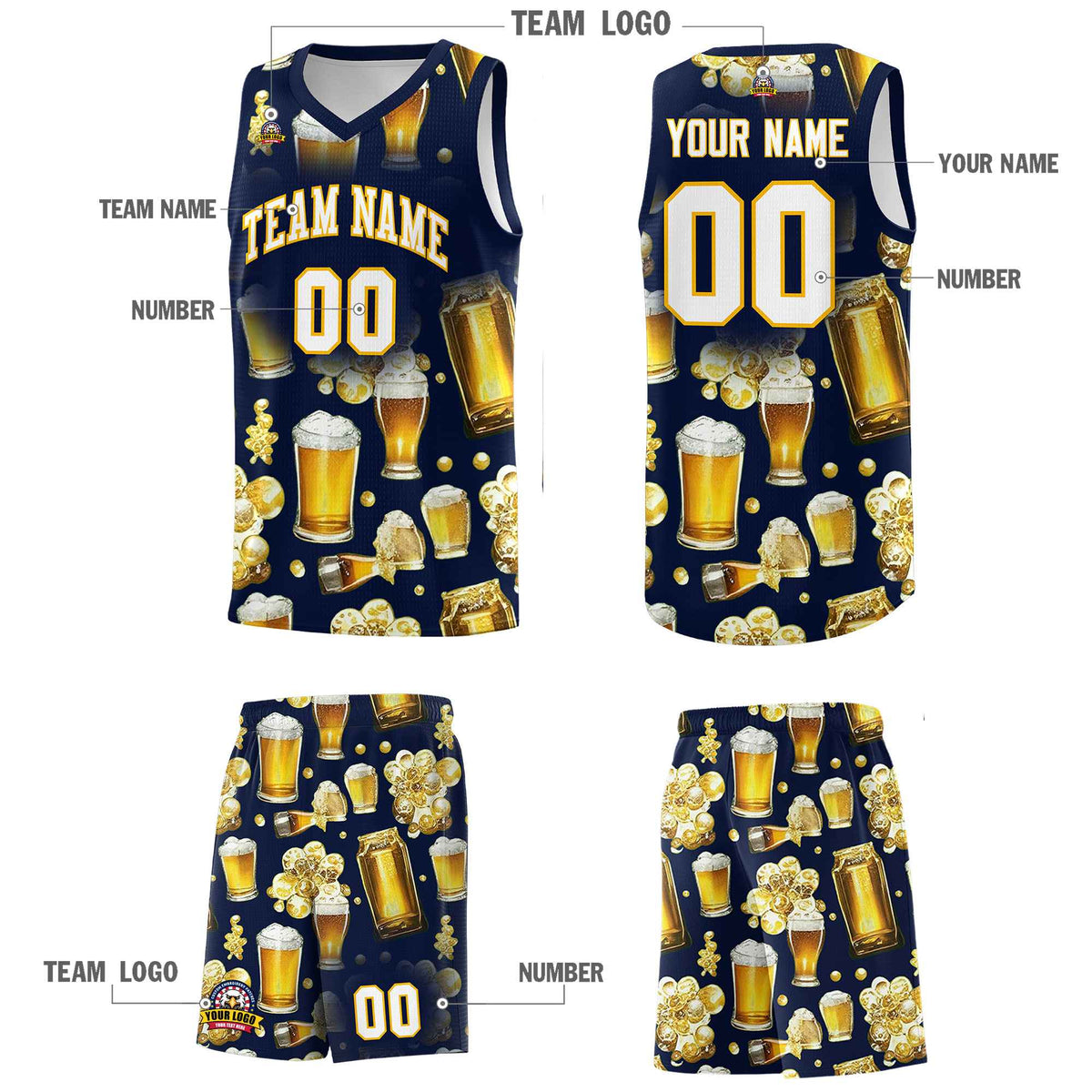 Custom Navy National Beer Day Personalized Beer Bubble Basketball Jersey | Perfect for parties | Dye-sublimation printing | KXKSHOP