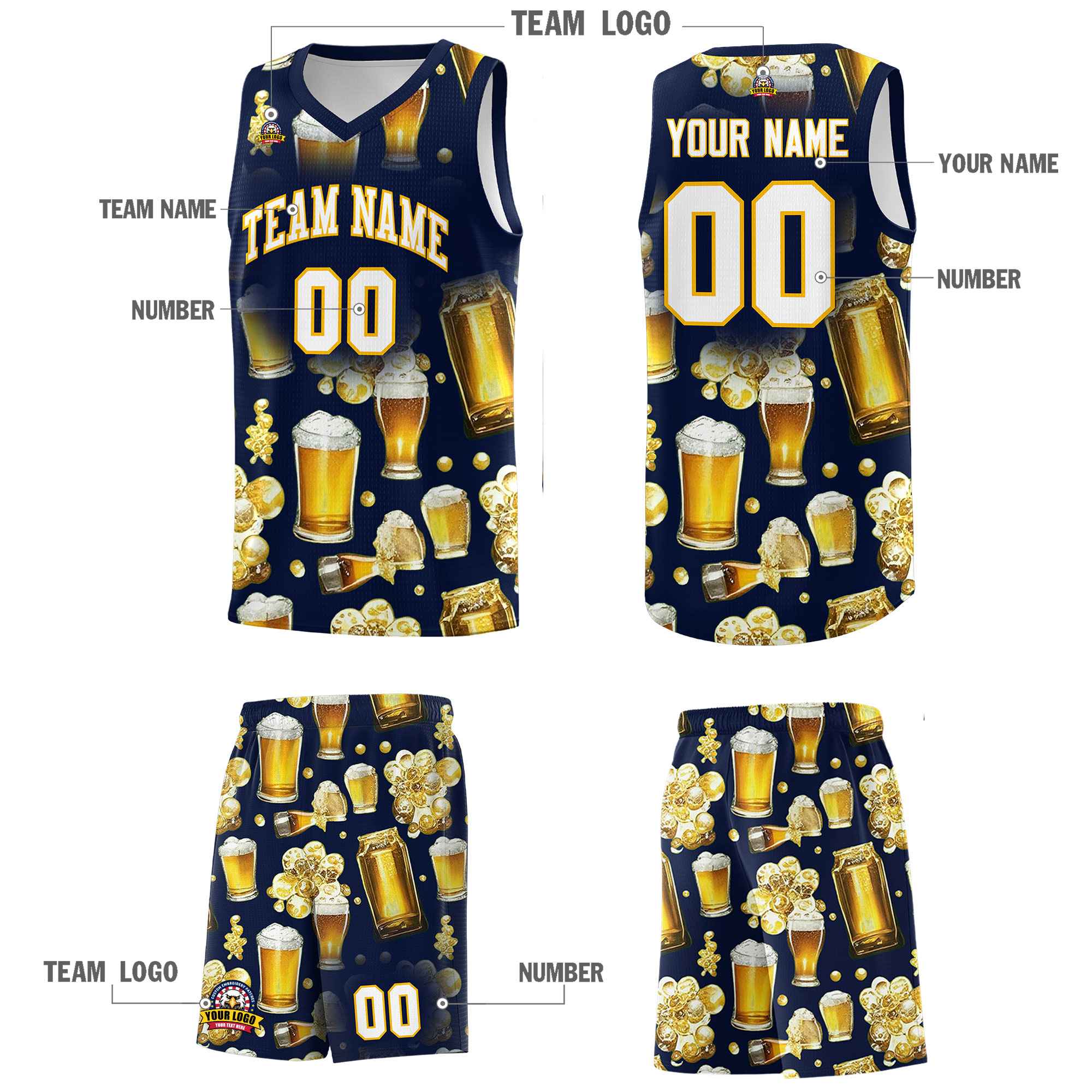 Custom Navy National Beer Day Personalized Beer Bubble Basketball Jersey | Perfect for parties | Dye-sublimation printing | KXKSHOP