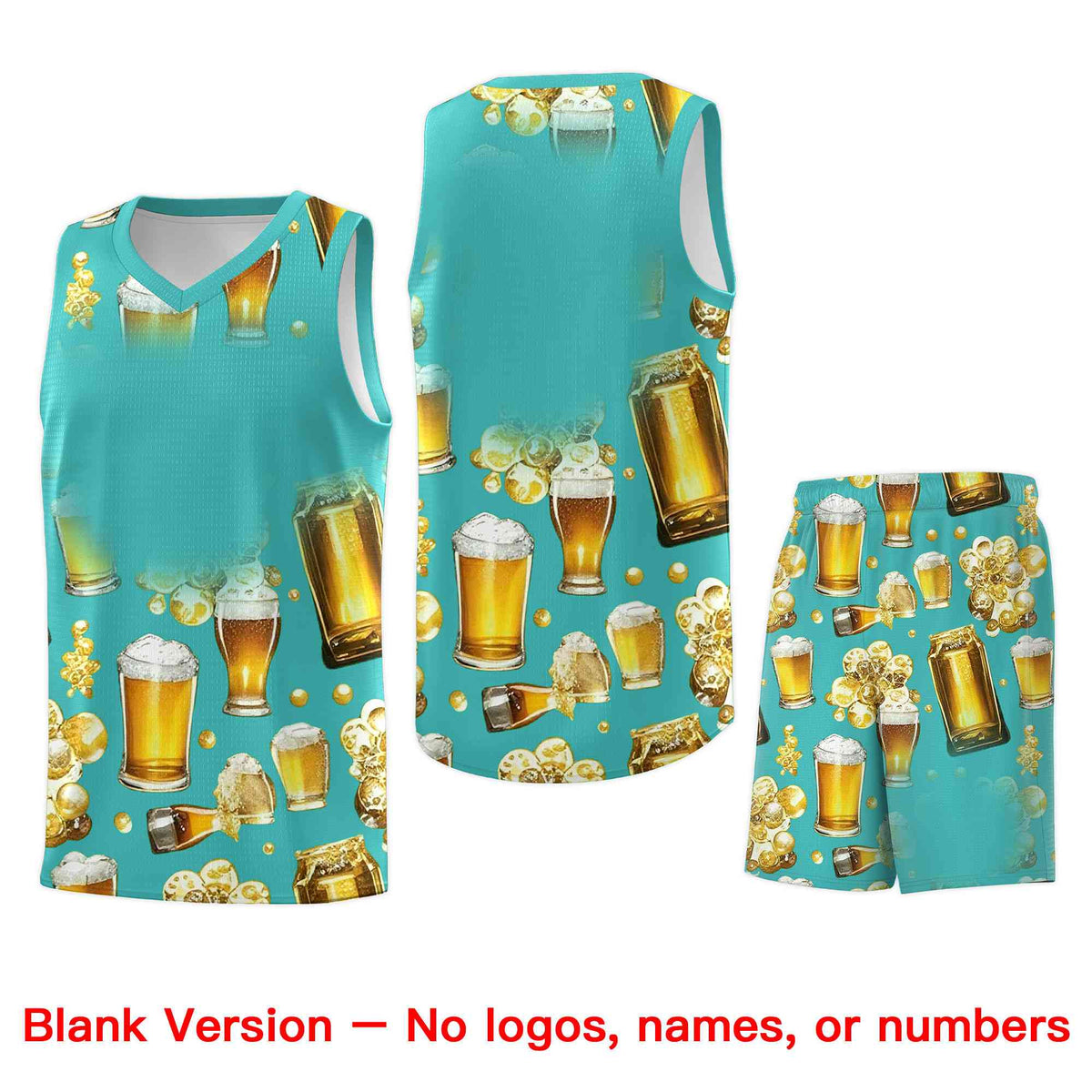 Custom Teal National Beer Day Personalized Beer Bubble Basketball Jersey | Perfect for parties | Dye-sublimation printing | KXKSHOP