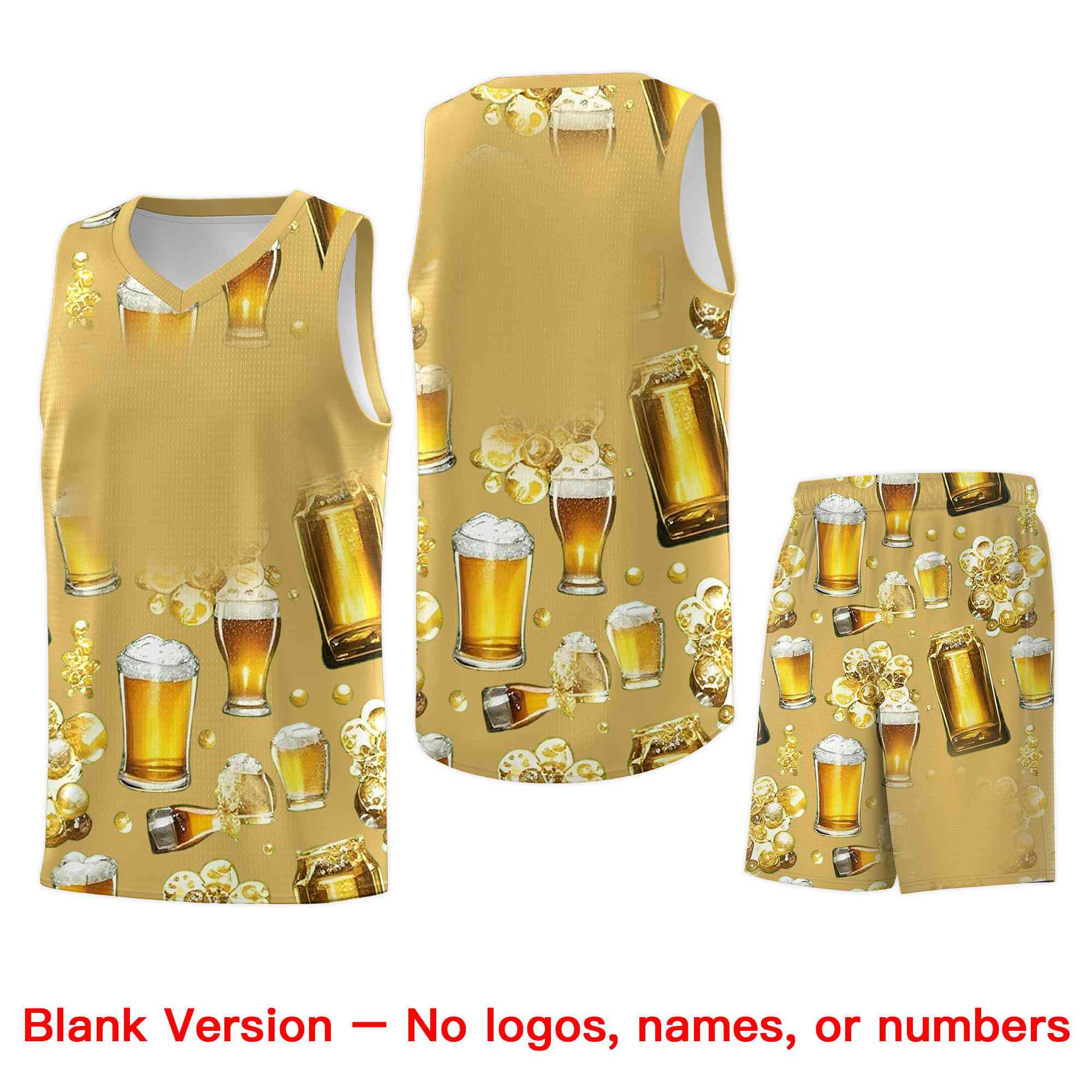 Custom Old Gold National Beer Day Personalized Beer Bubble Basketball Jersey | Perfect for parties | Dye-sublimation printing | KXKSHOP