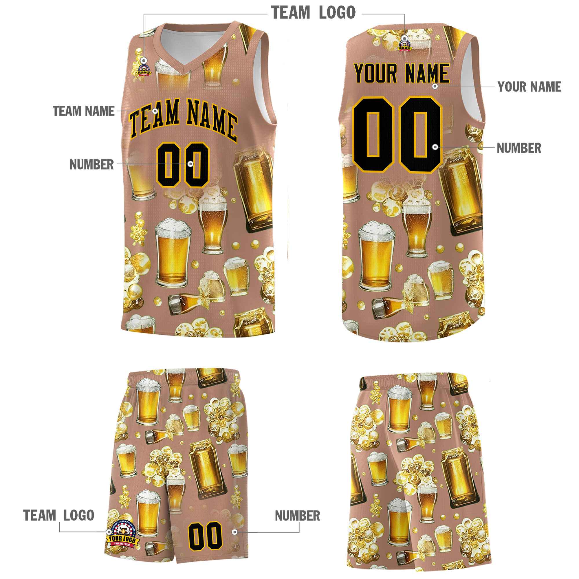 Custom Coffee National Beer Day Personalized Beer Bubble Basketball Jersey | Perfect for parties | Dye-sublimation printing | KXKSHOP
