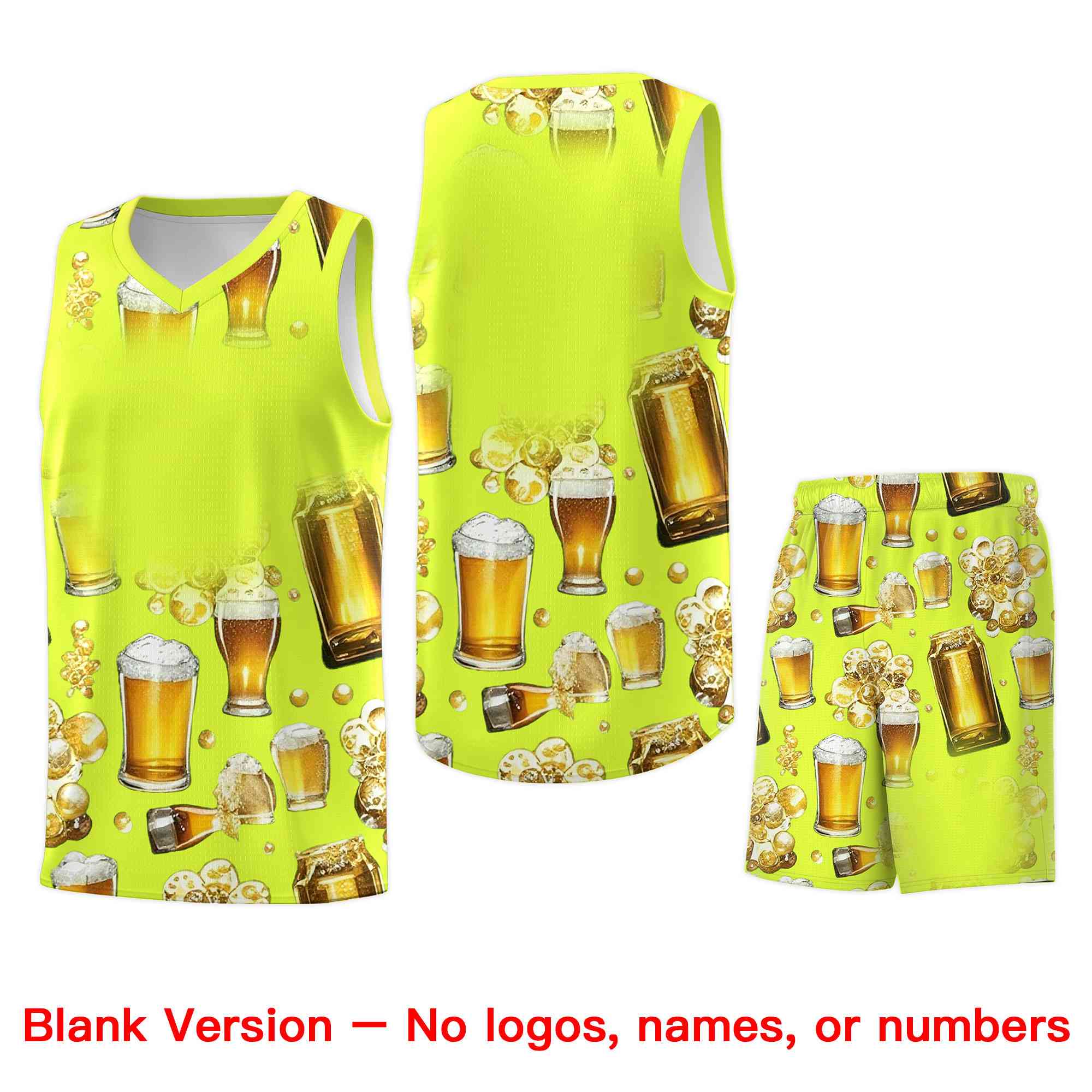 Custom Fluorescent Green National Beer Day Personalized Beer Bubble Basketball Jersey | Perfect for parties | Dye-sublimation printing | KXKSHOP