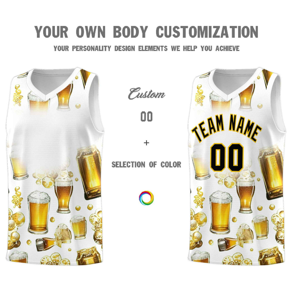 Custom White National Beer Day Personalized Beer Bubble Basketball Jersey | Perfect for parties | Dye-sublimation printing | KXKSHOP
