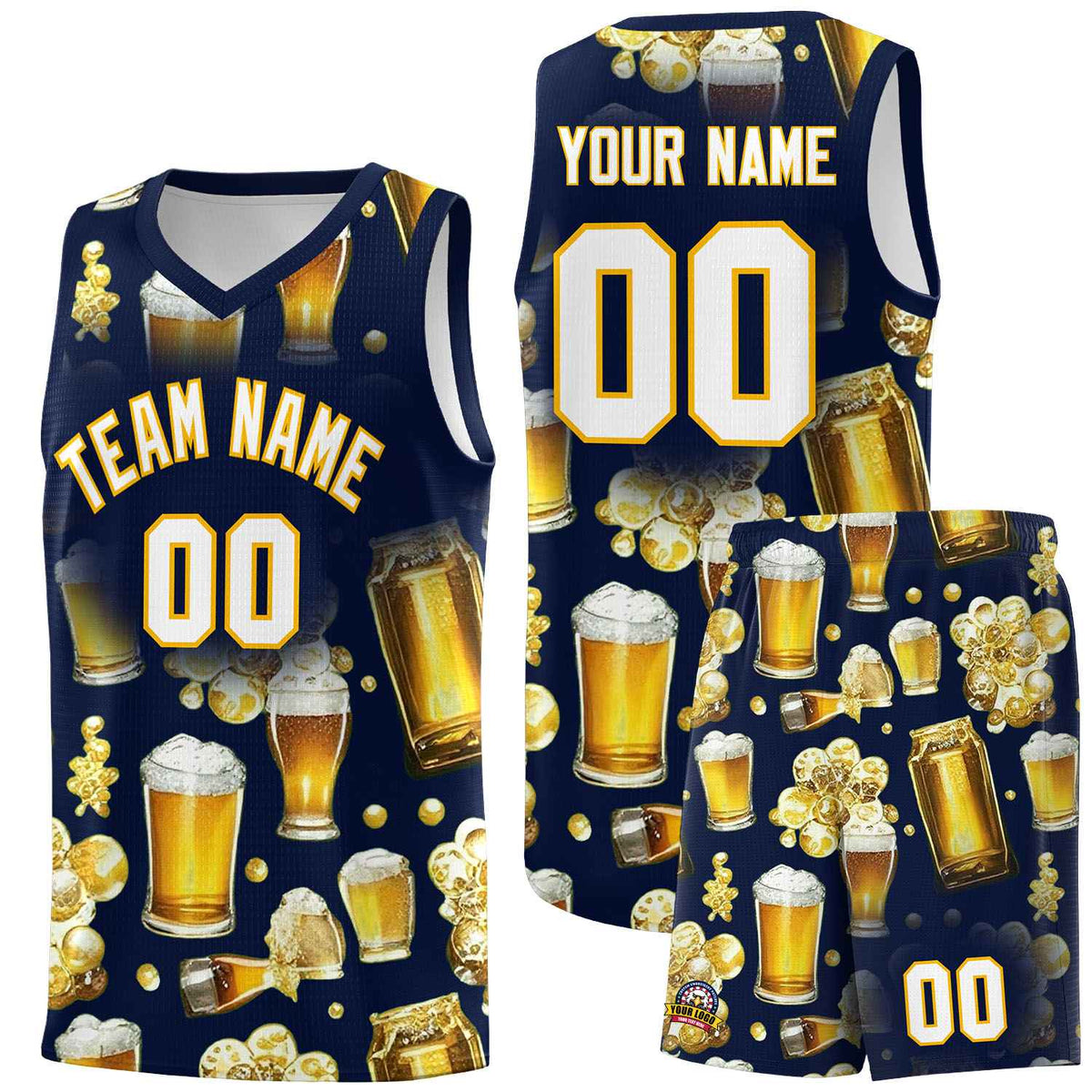 Custom Navy National Beer Day Personalized Beer Bubble Basketball Jersey | Perfect for parties | Dye-sublimation printing | KXKSHOP