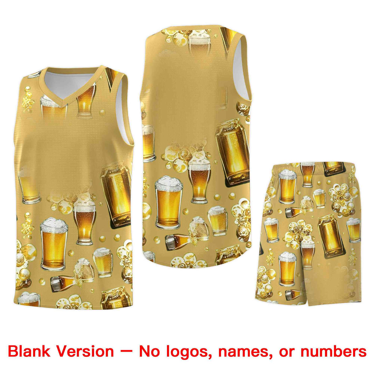 Custom Old Gold National Beer Day Personalized Beer Bubble Basketball Jersey | Perfect for parties | Dye-sublimation printing | KXKSHOP