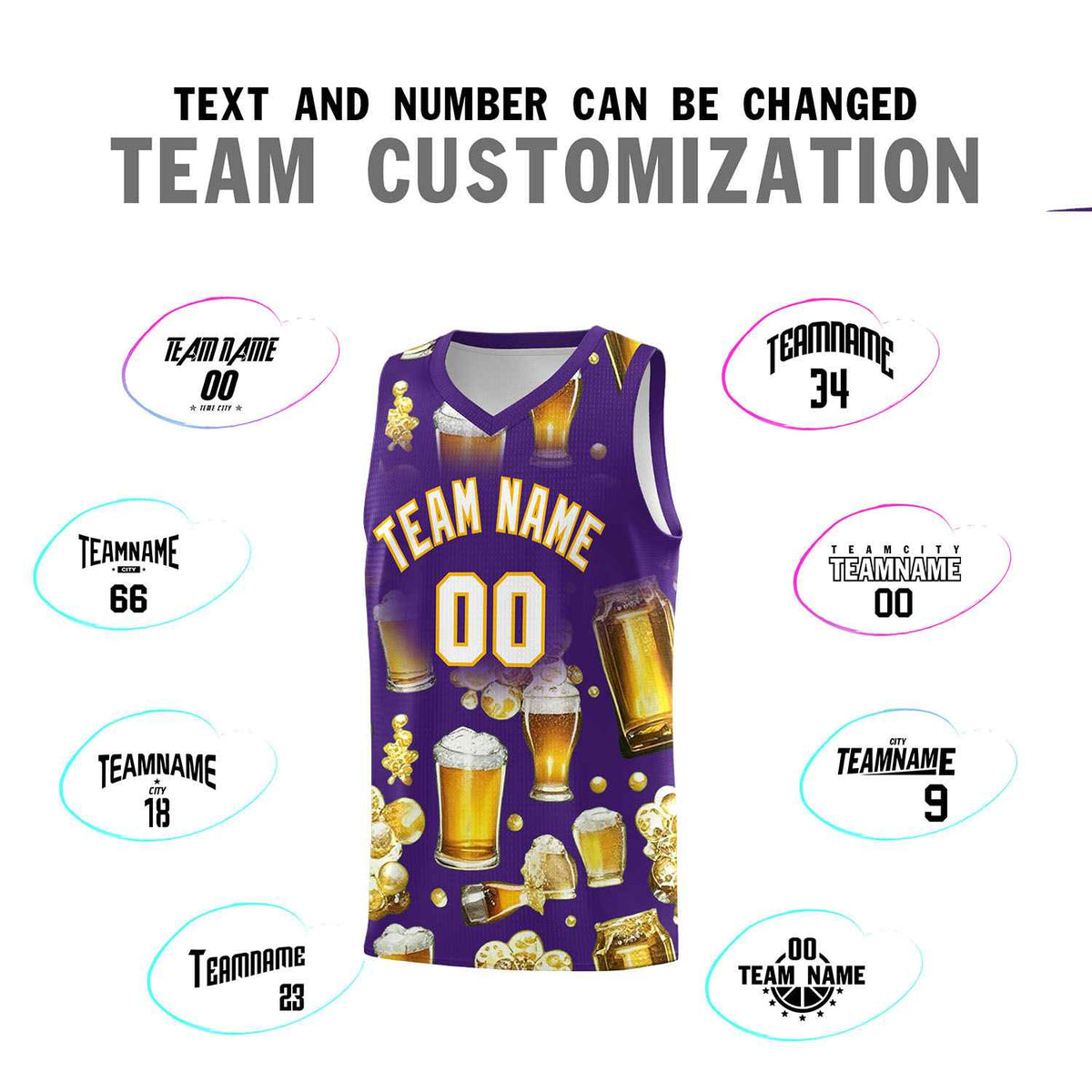 Custom Purple National Beer Day Personalized Beer Bubble Basketball Jersey | Perfect for parties | Dye-sublimation printing | KXKSHOP
