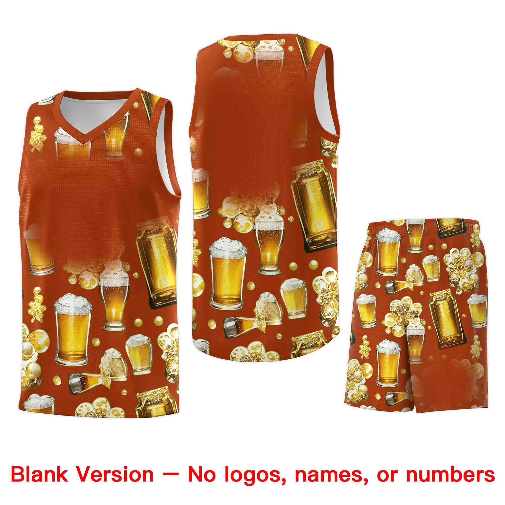 Custom Dark Orange National Beer Day Personalized Beer Bubble Basketball Jersey | Perfect for parties | Dye-sublimation printing | KXKSHOP