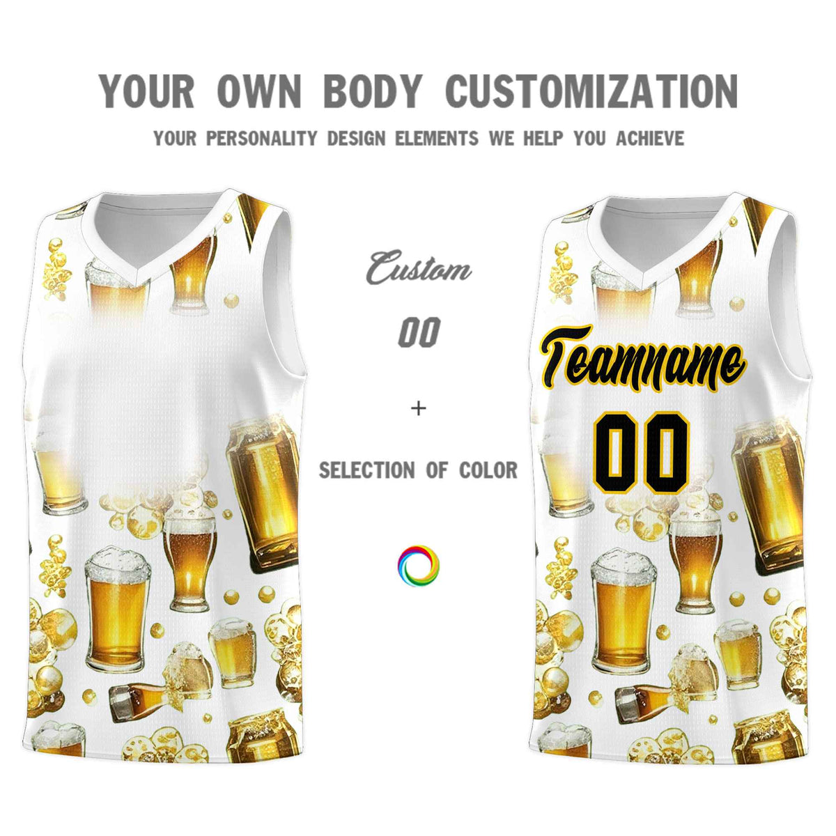Custom White National Beer Day Personalized Beer Bubble Basketball Jersey | Perfect for parties | Dye-sublimation printing | KXKSHOP