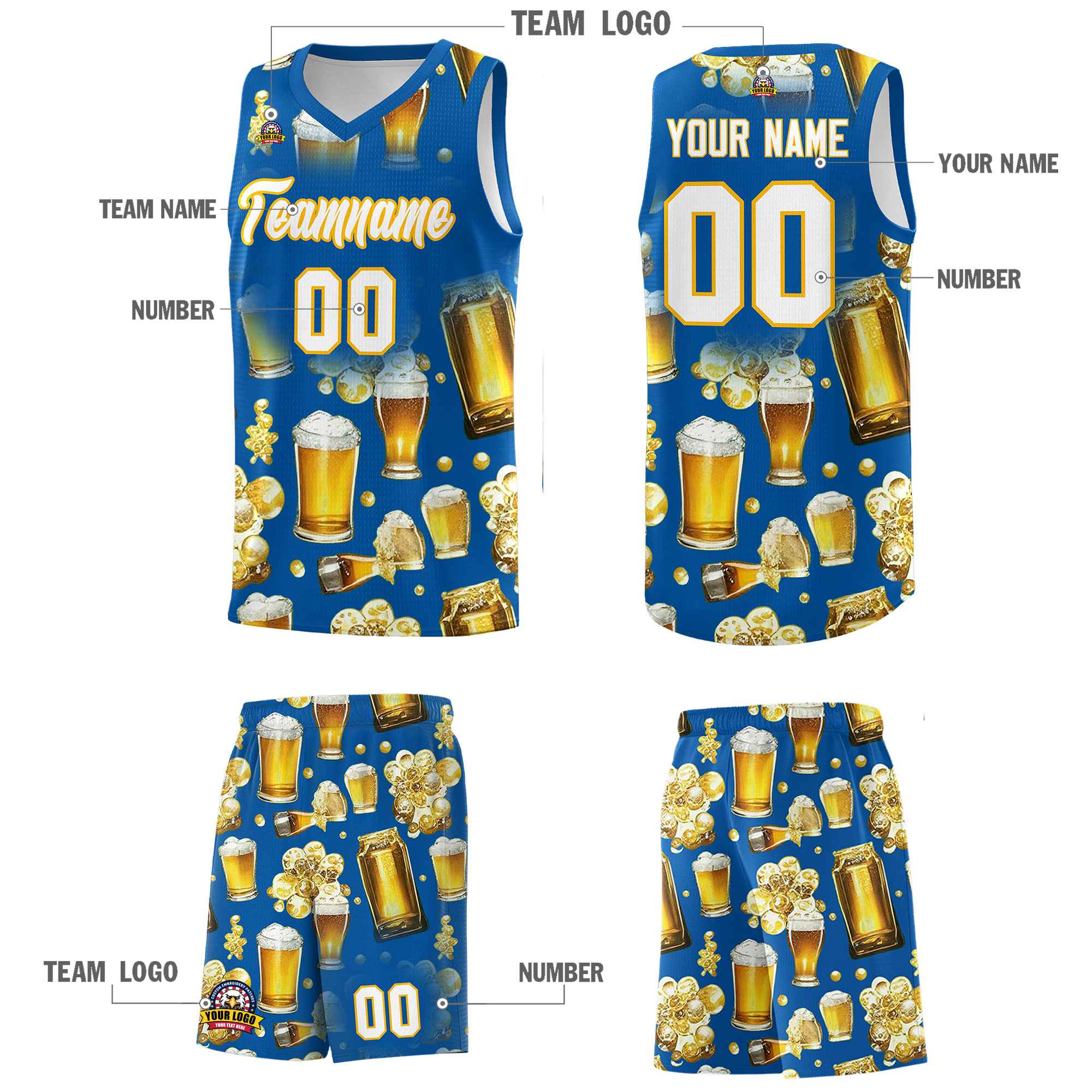 Custom Royal National Beer Day Personalized Beer Bubble Basketball Jersey | Perfect for parties | Dye-sublimation printing | KXKSHOP