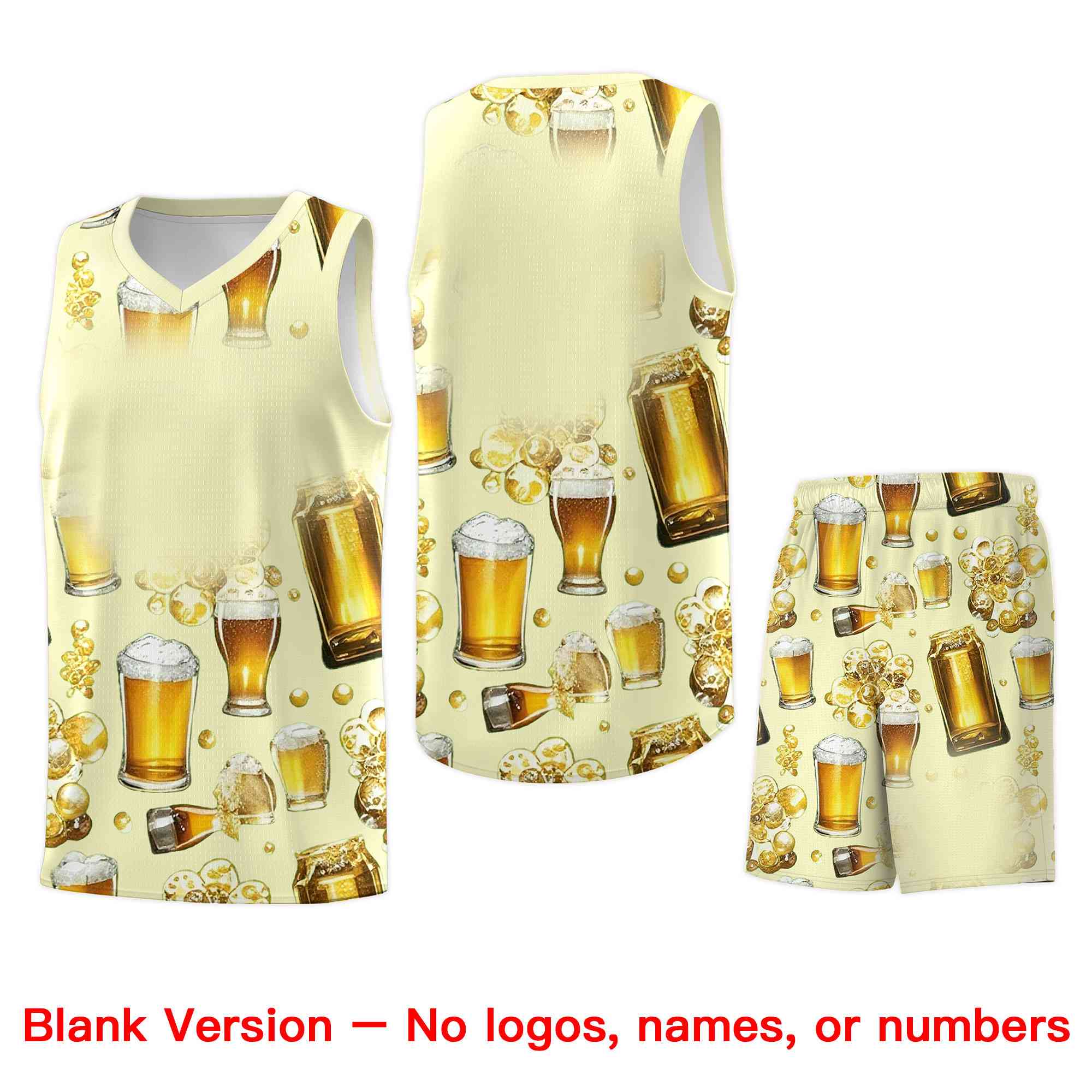 Custom Cream National Beer Day Personalized Beer Bubble Basketball Jersey | Perfect for parties | Dye-sublimation printing | KXKSHOP