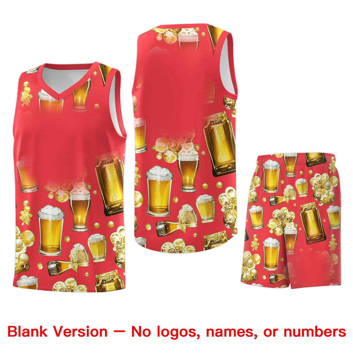 Custom Light Red National Beer Day Personalized Beer Bubble Basketball Jersey | Perfect for parties | Dye-sublimation printing | KXKSHOP