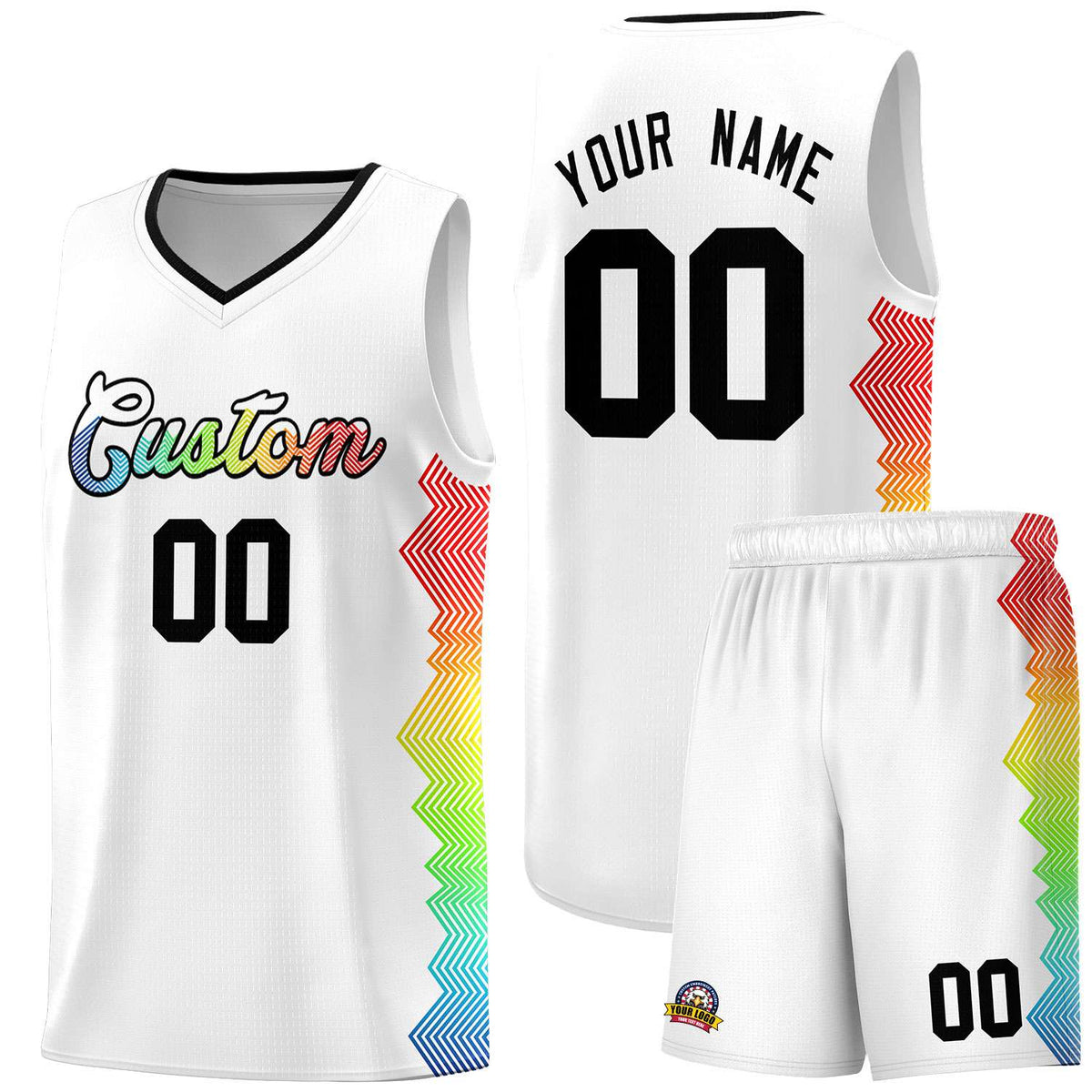 Custom White Denver Nuggets Rainbow Side Sports Uniform Basketball Jersey|KXKSHOP