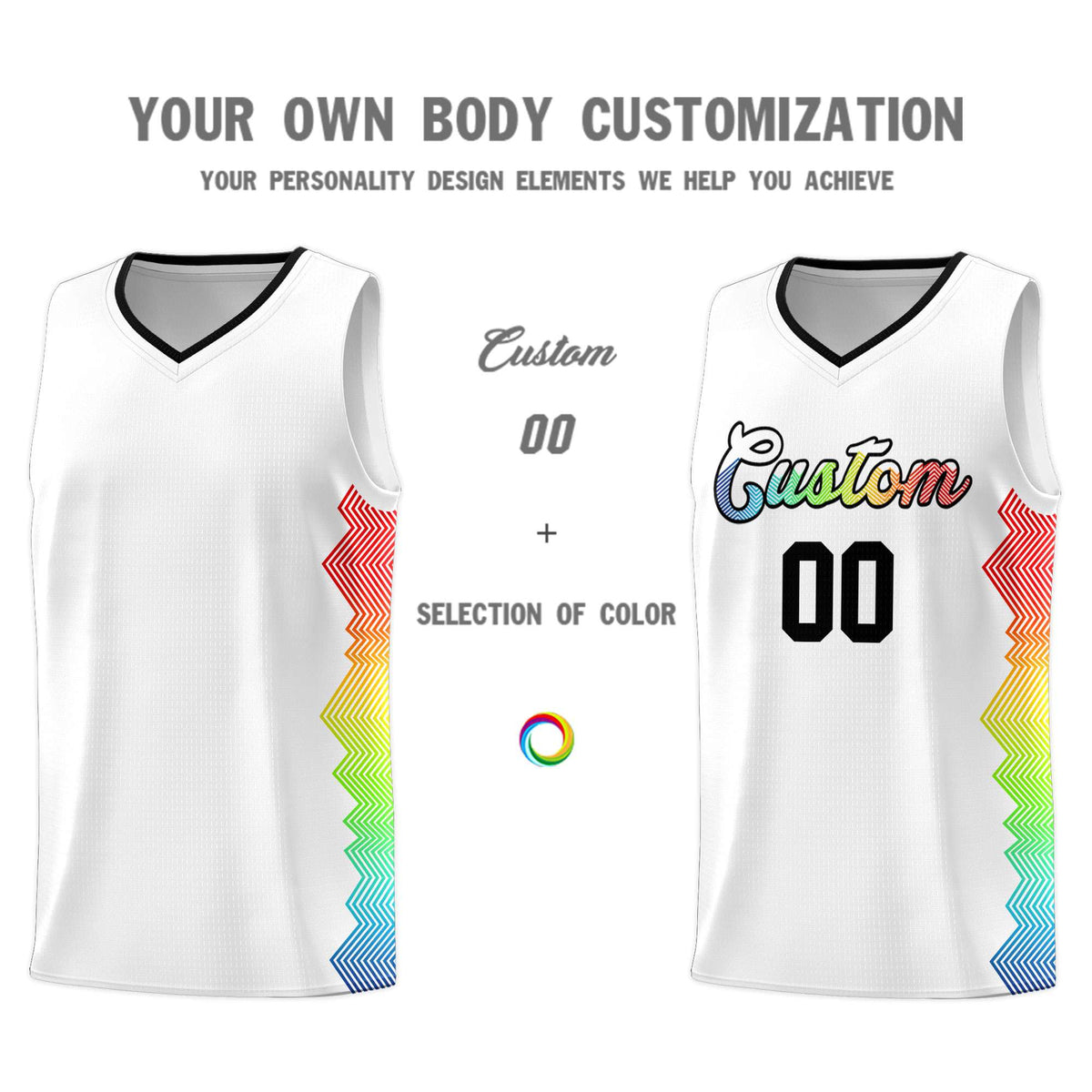 Custom White Denver Nuggets Rainbow Side Sports Uniform Basketball Jersey|KXKSHOP