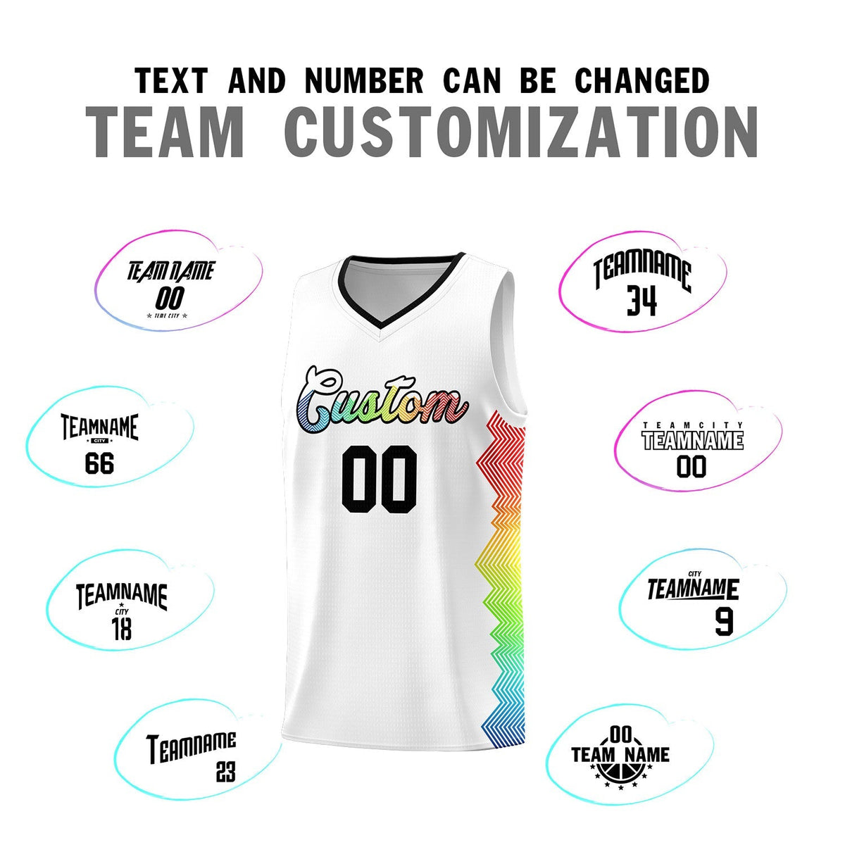 Custom White Denver Nuggets Rainbow Side Sports Uniform Basketball Jersey|KXKSHOP