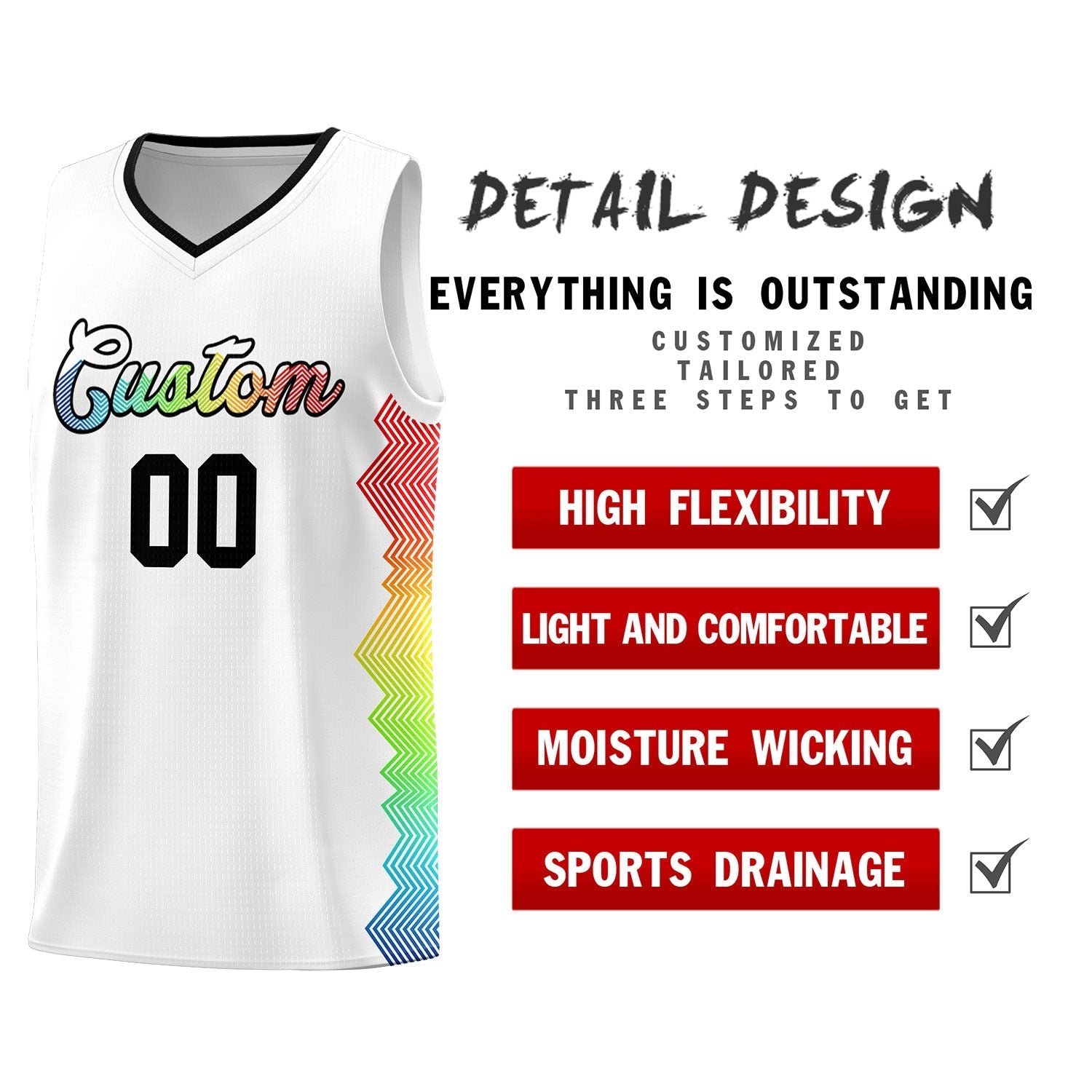 Custom White Denver Nuggets Rainbow Side Sports Uniform Basketball Jersey|KXKSHOP