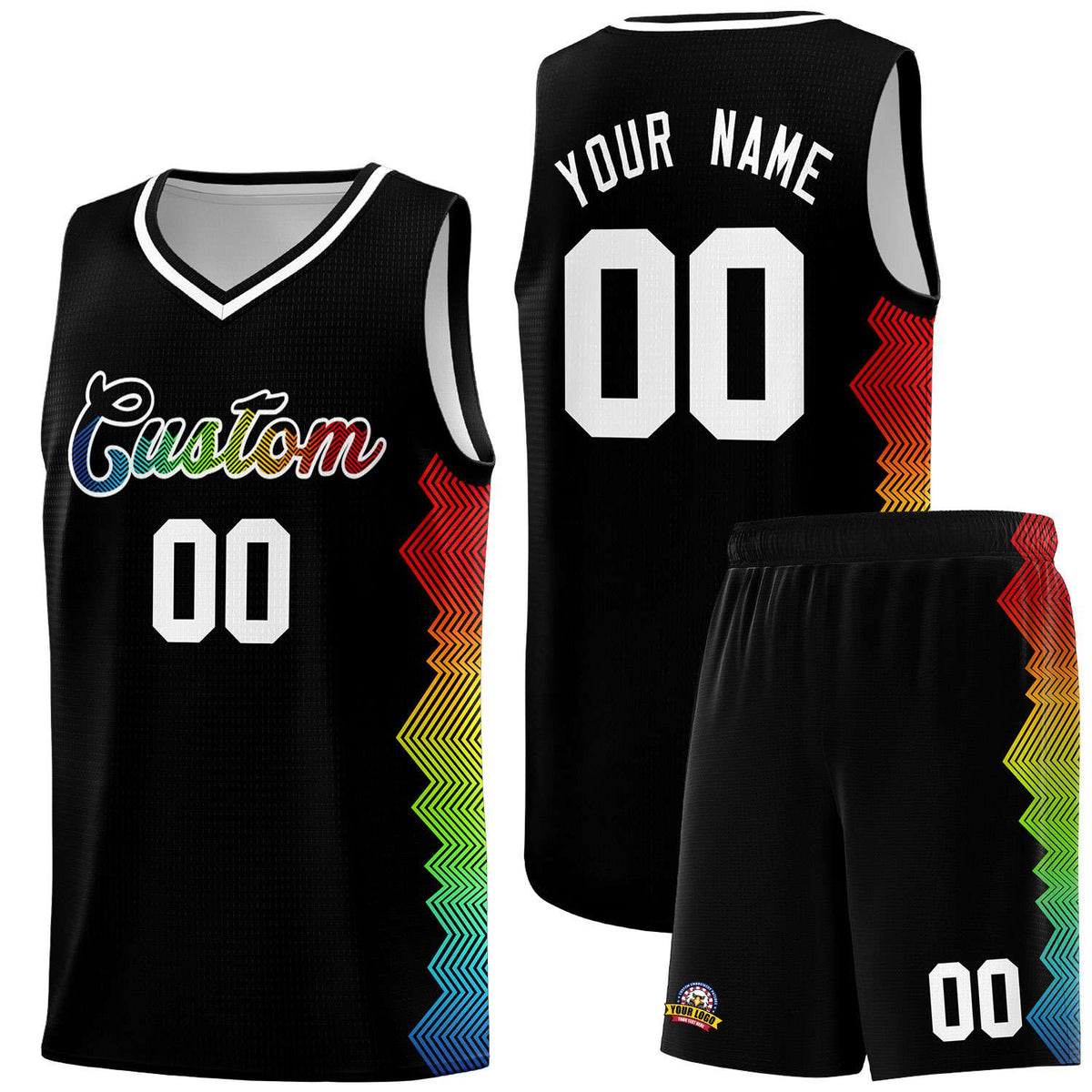 Custom Black Denver Nuggets Rainbow Side Sports Uniform Basketball Jersey|KXKSHOP