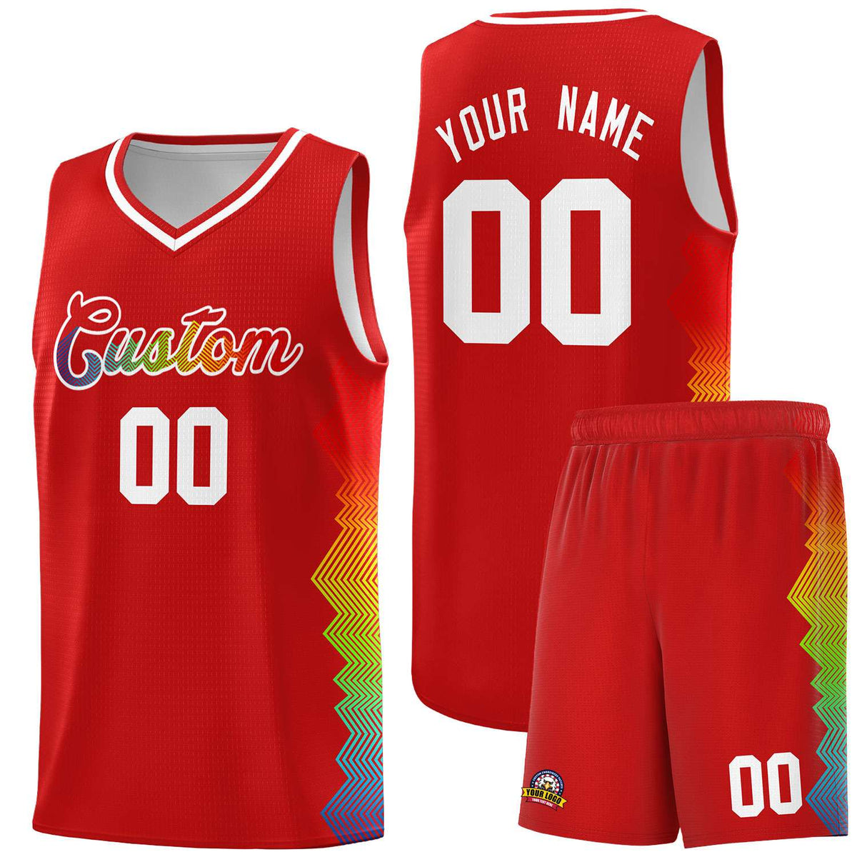 Custom Red Denver Nuggets Rainbow Side Sports Uniform Basketball Jersey|KXKSHOP