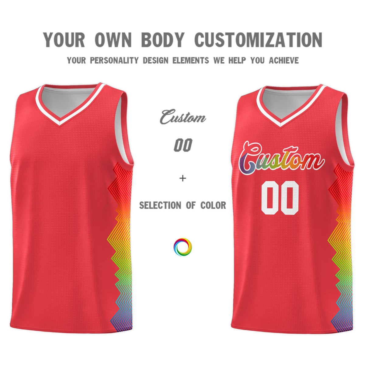 Custom Light Red Denver Nuggets Rainbow Side Sports Uniform Basketball Jersey|KXKSHOP