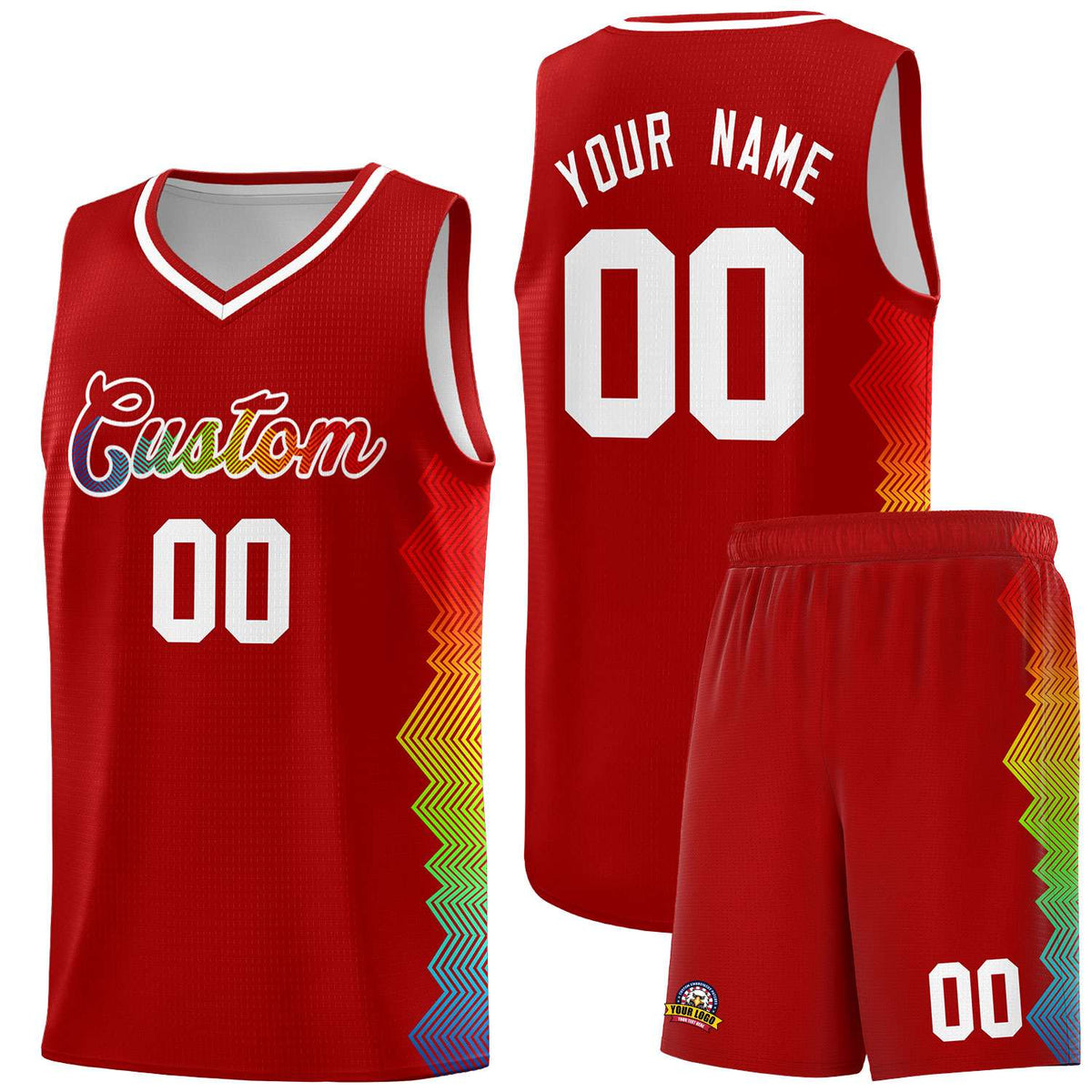 Custom Red Denver Nuggets Rainbow Side Sports Uniform Basketball Jersey|KXKSHOP