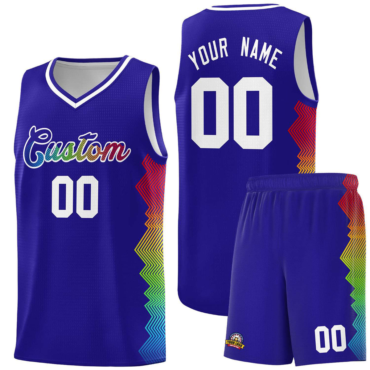 Custom Royal Denver Nuggets Rainbow Side Sports Uniform Basketball Jersey|KXKSHOP