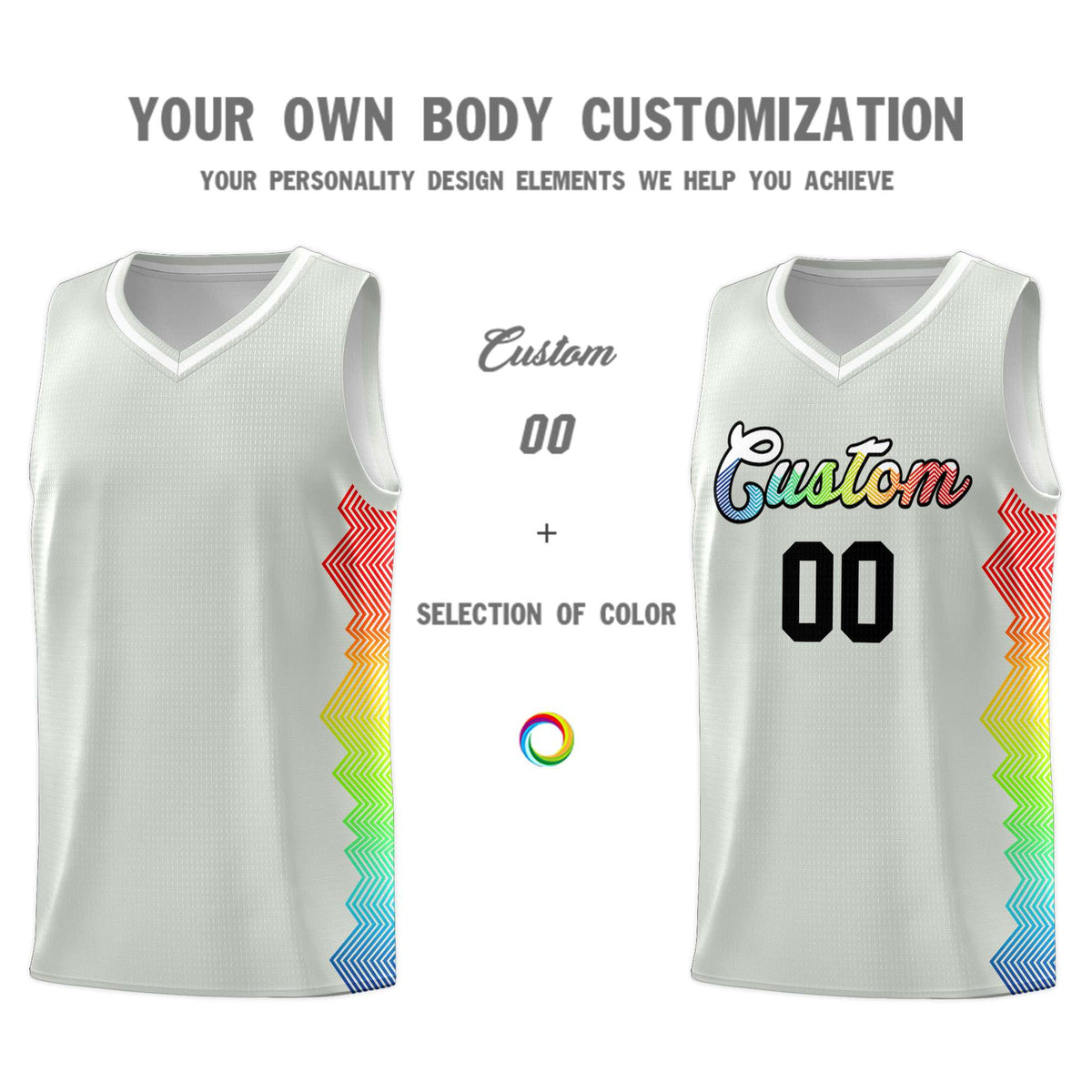 Custom Gray Denver Nuggets Rainbow Side Sports Uniform Basketball Jersey|KXKSHOP