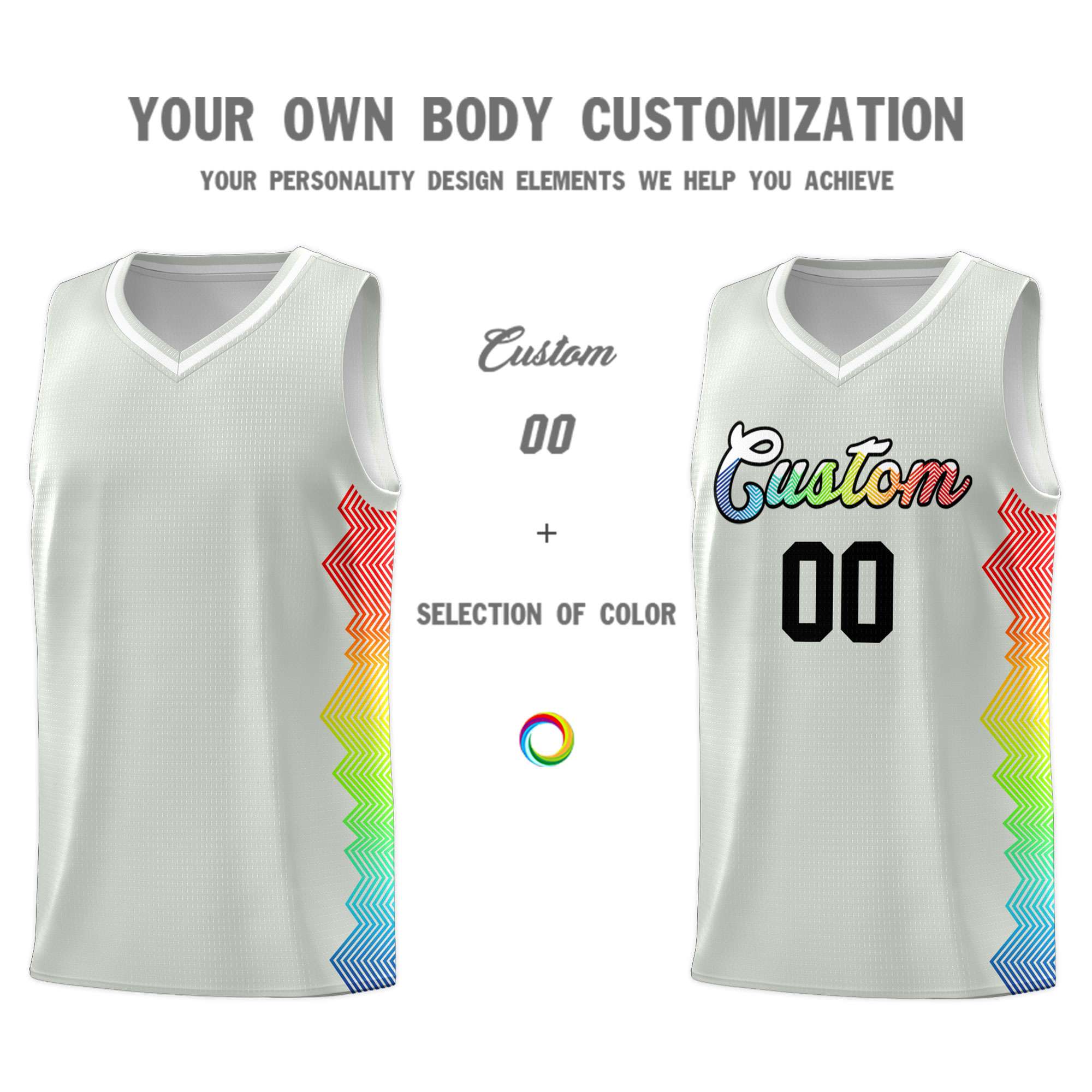 Custom Gray Denver Nuggets Rainbow Side Sports Uniform Basketball Jersey|KXKSHOP