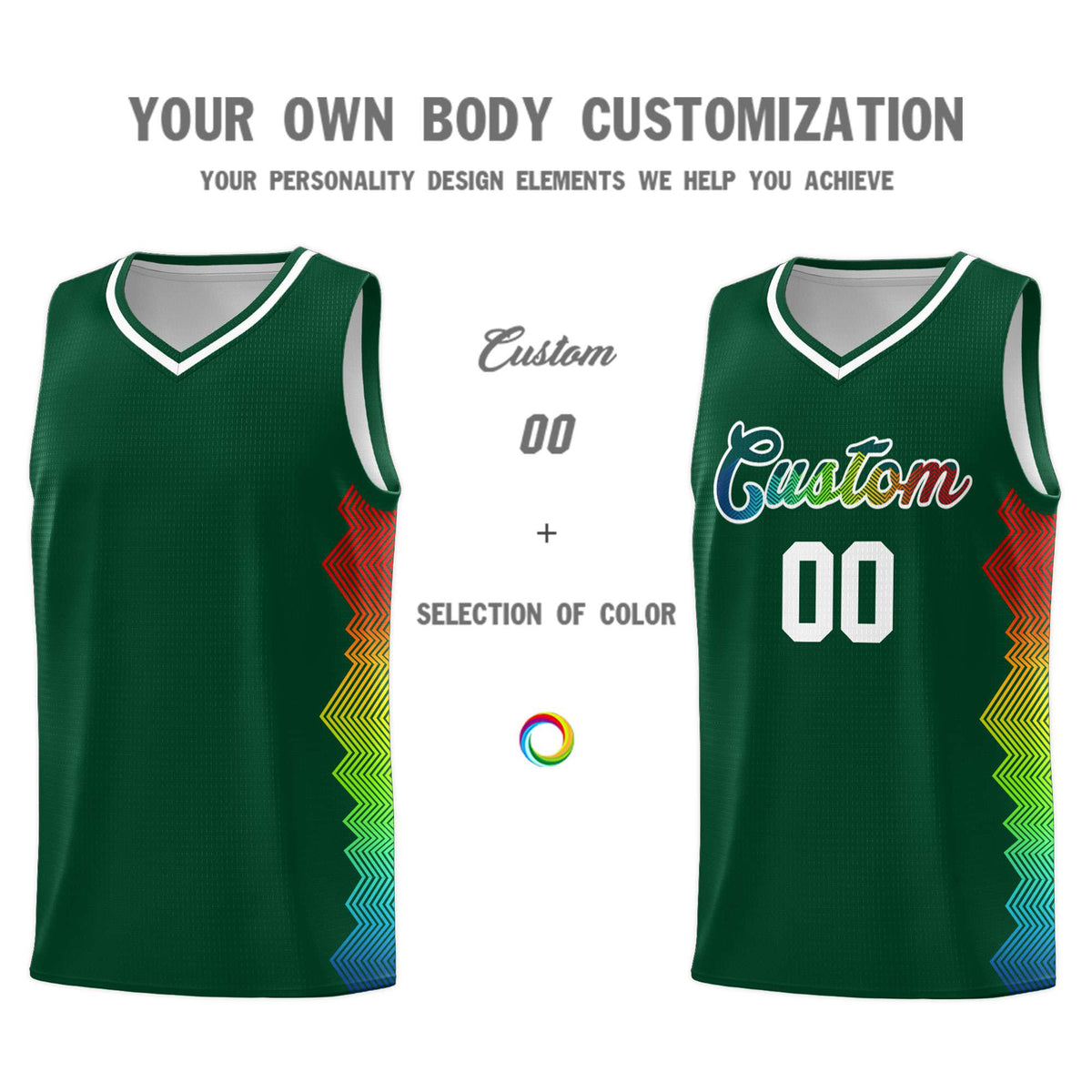 Custom Hunter Green Denver Nuggets Rainbow Side Sports Uniform Basketball Jersey|KXKSHOP