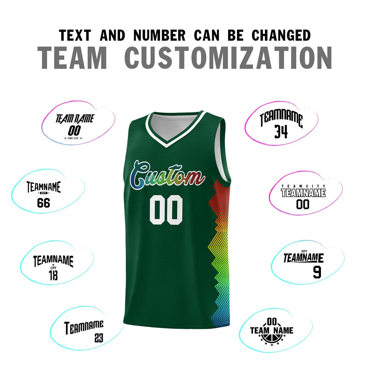 Custom Hunter Green Denver Nuggets Rainbow Side Sports Uniform Basketball Jersey|KXKSHOP