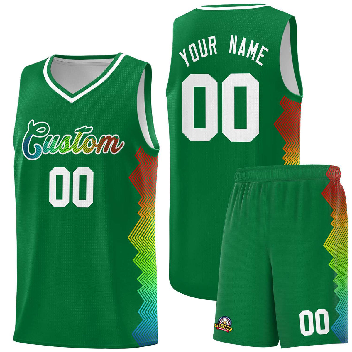 Custom Kelly Green Denver Nuggets Rainbow Side Sports Uniform Basketball Jersey|KXKSHOP