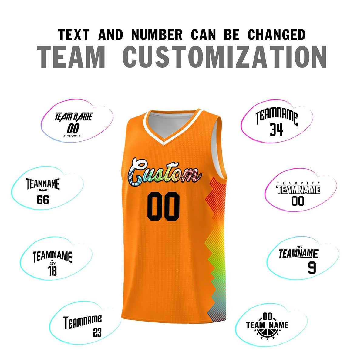 Custom Texas Orange Denver Nuggets Rainbow Side Sports Uniform Basketball Jersey|KXKSHOP