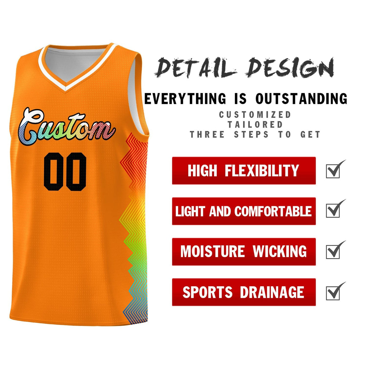 Custom Texas Orange Denver Nuggets Rainbow Side Sports Uniform Basketball Jersey|KXKSHOP